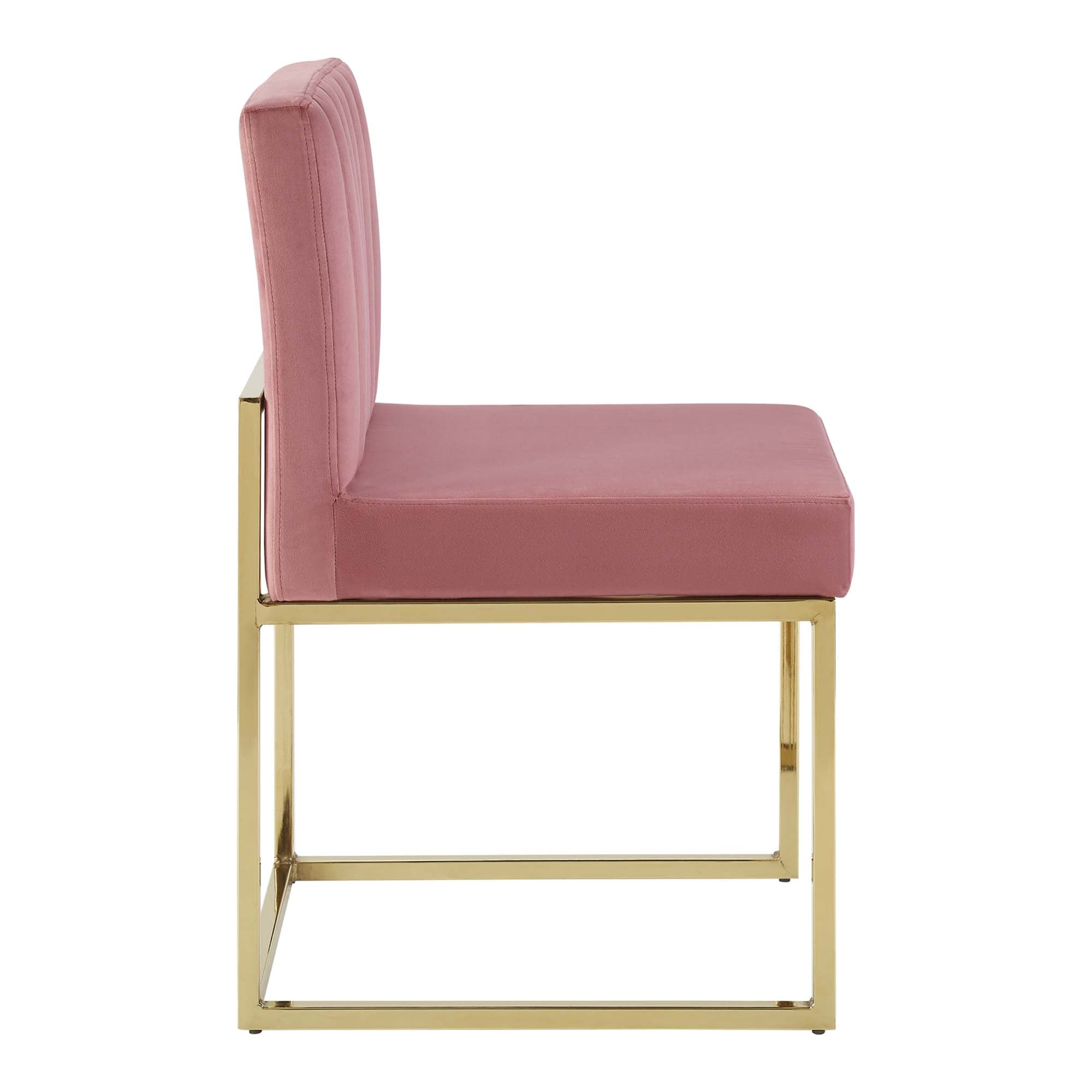 Carriage Channel Tufted Sled Base Performance Velvet Dining Chair - Gold Navy