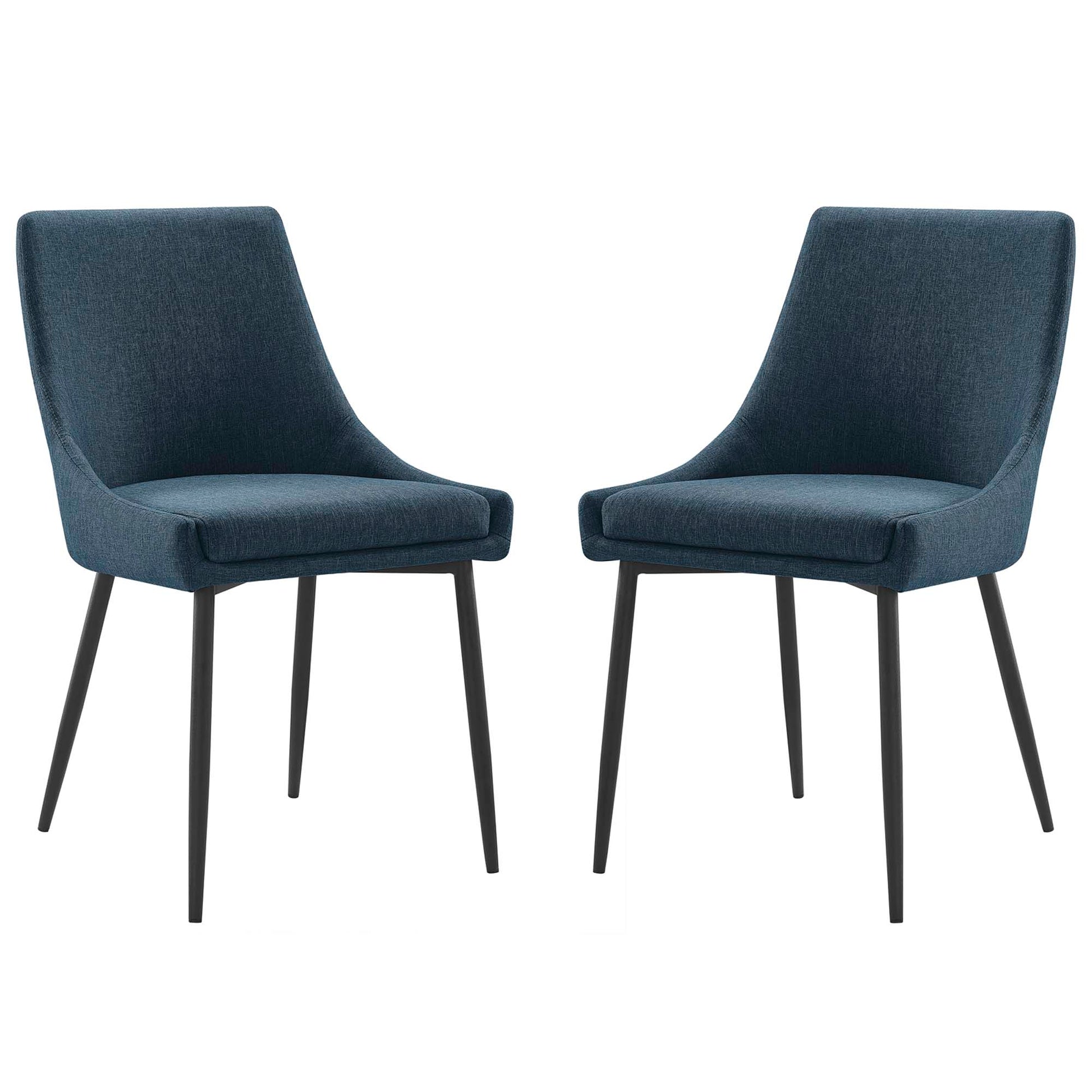 Viscount Upholstered Fabric Dining Chairs Set of 2 - Black Azure