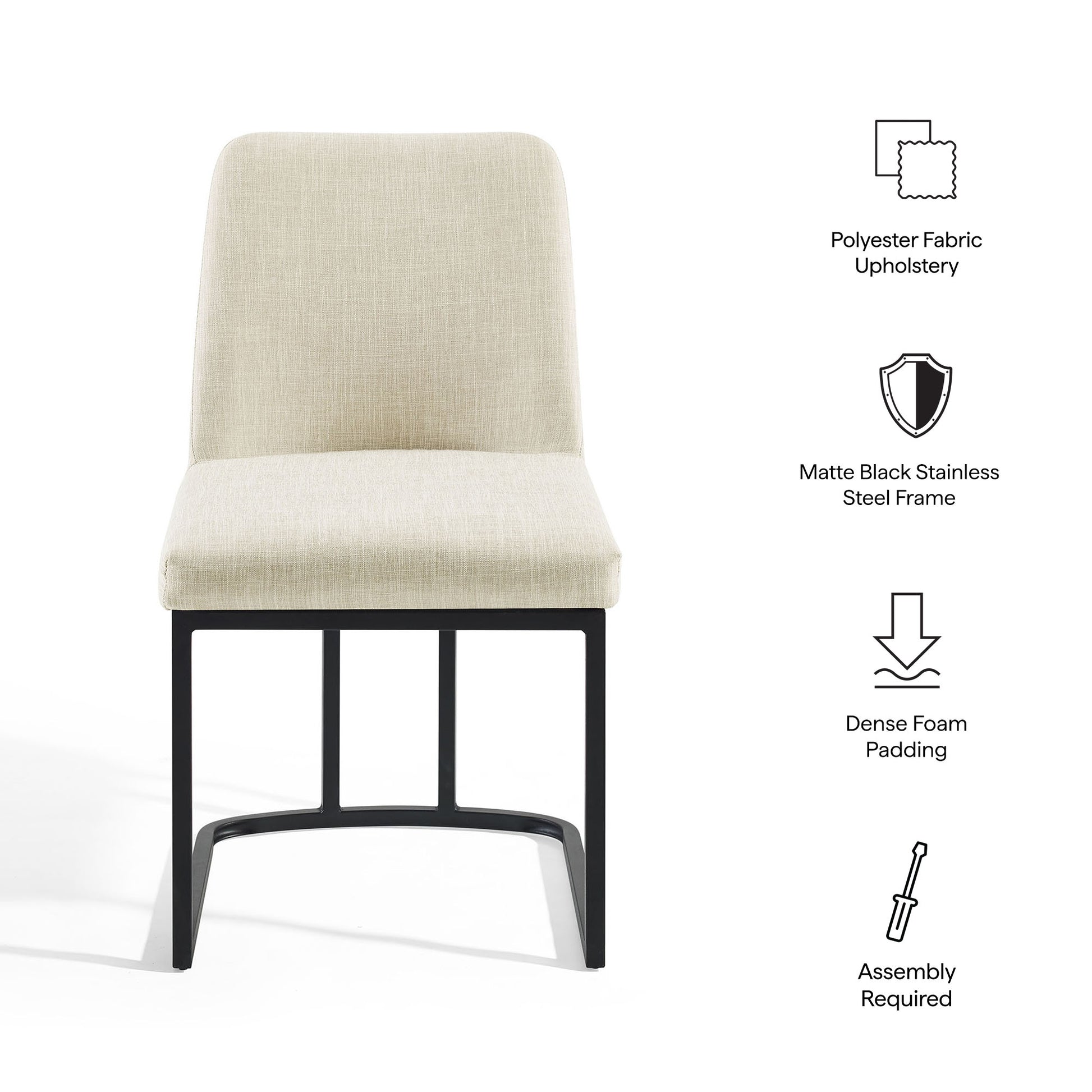 Amplify Sled Base Upholstered Fabric Dining Side Chair - Black Charcoal