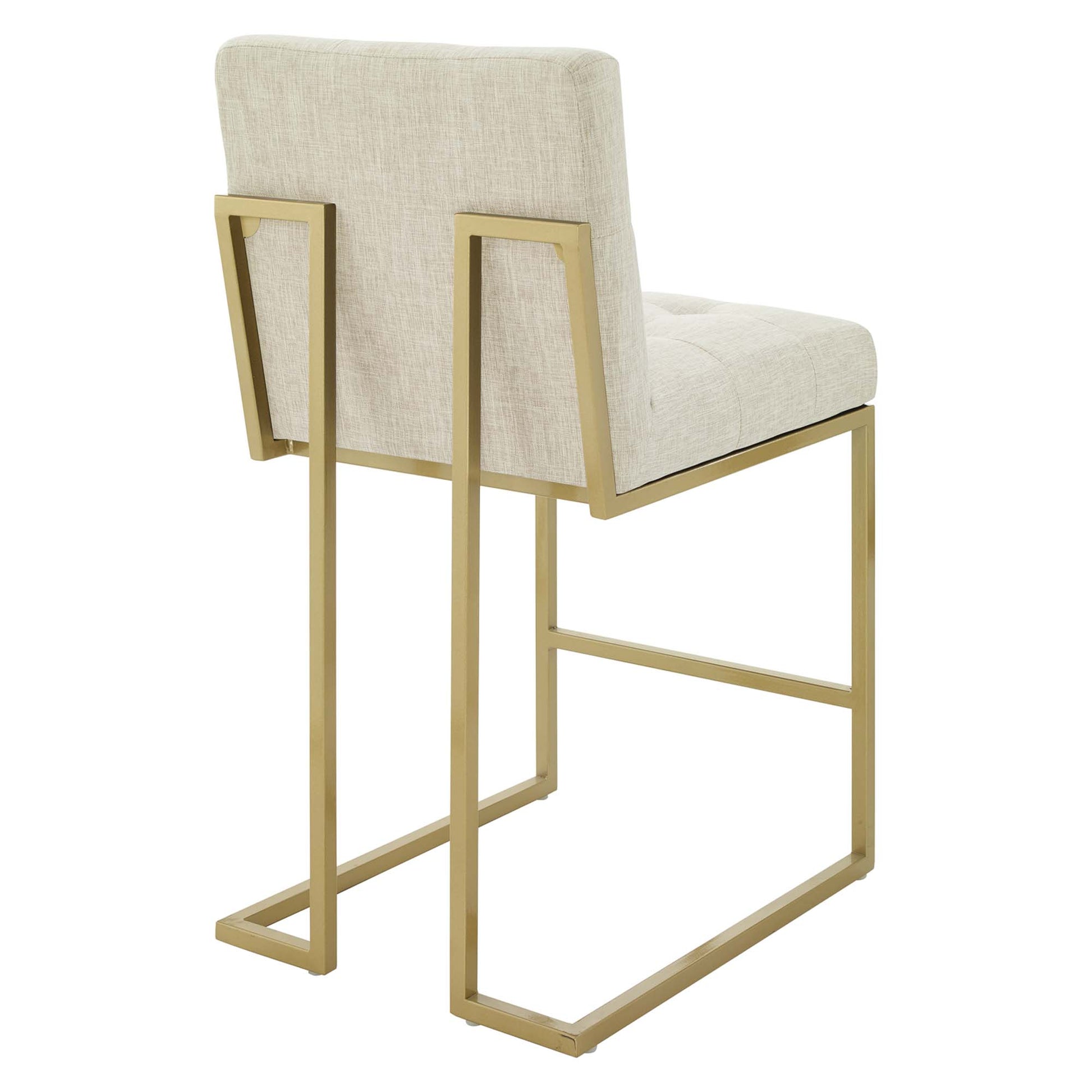 Privy Gold Stainless Steel Upholstered Fabric Counter Stool - Gold White