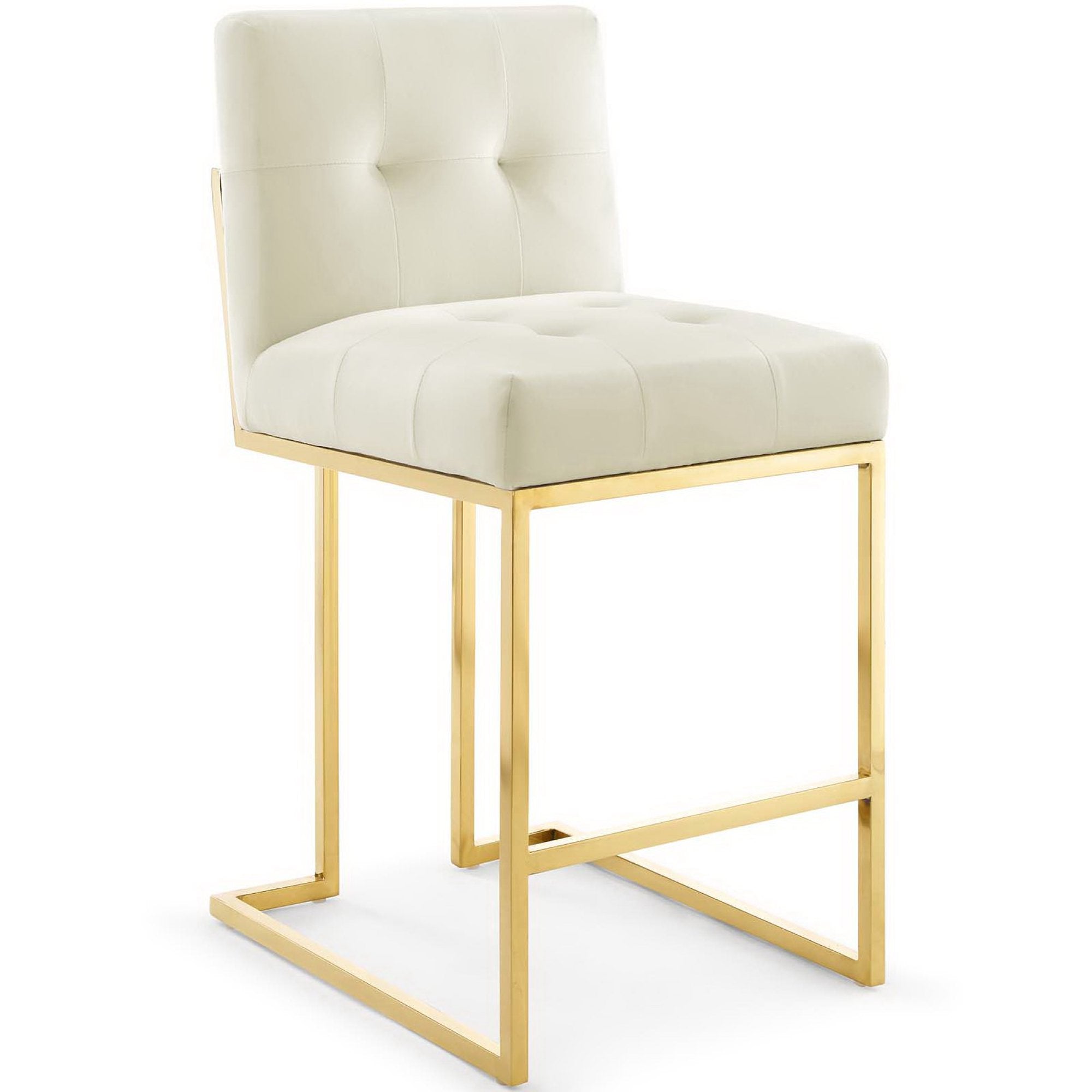 Privy Gold Stainless Steel Performance Velvet Counter Stool - Gold Ivory