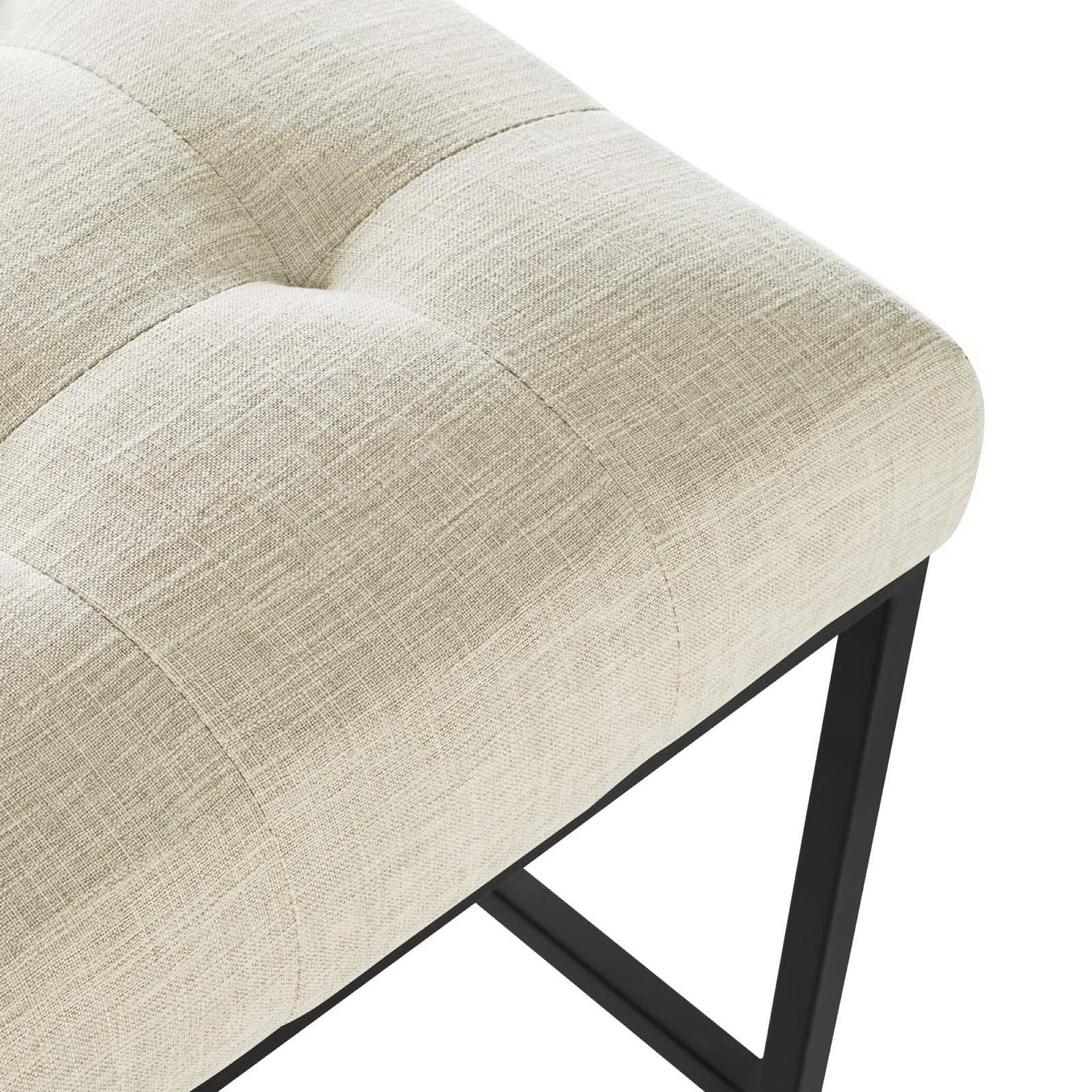 Privy Black Stainless Steel Upholstered Fabric Counter Stool