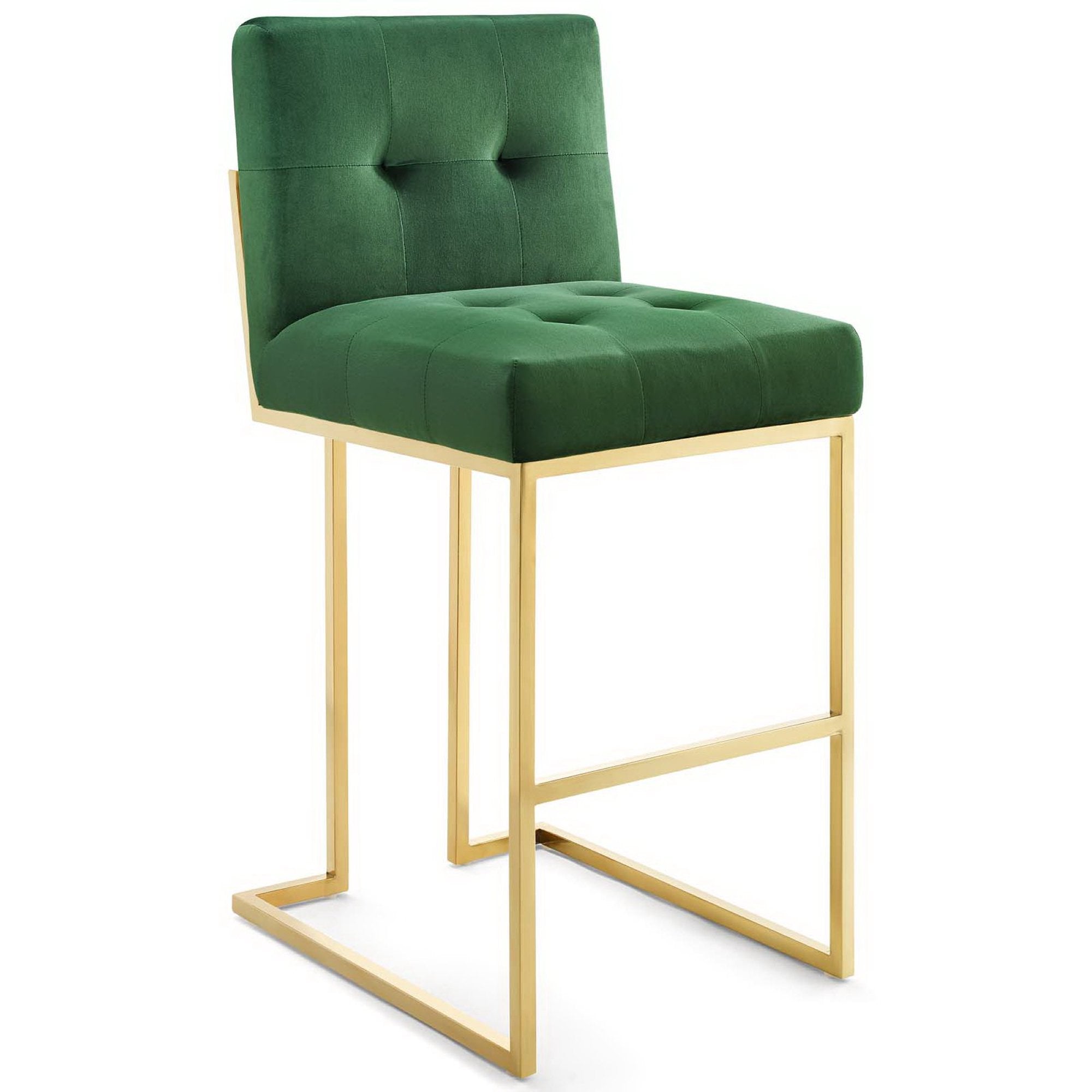 Privy Gold Stainless Steel Performance Velvet Bar Stool - Gold Emerald