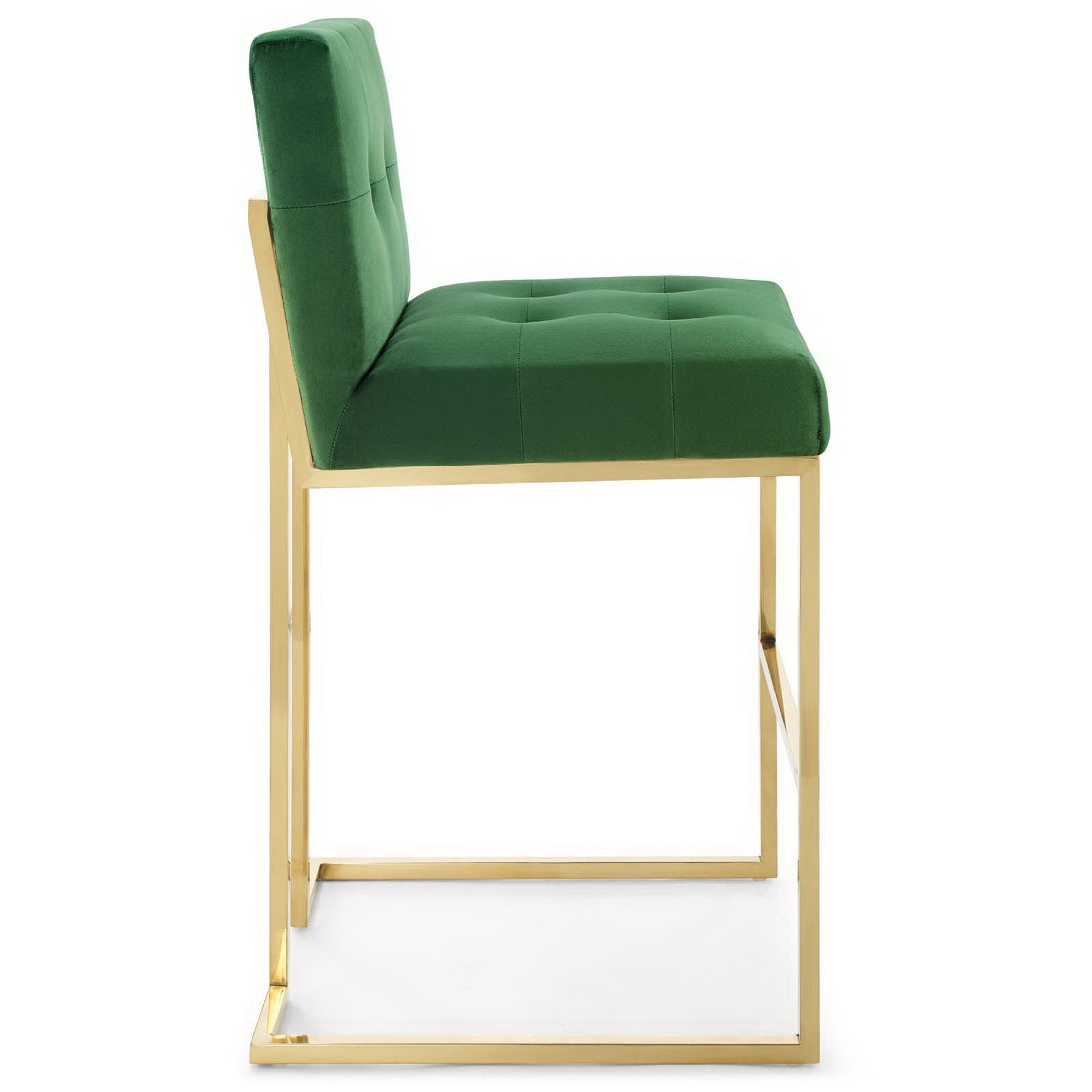 Privy Gold Stainless Steel Performance Velvet Bar Stool - Gold Ivory