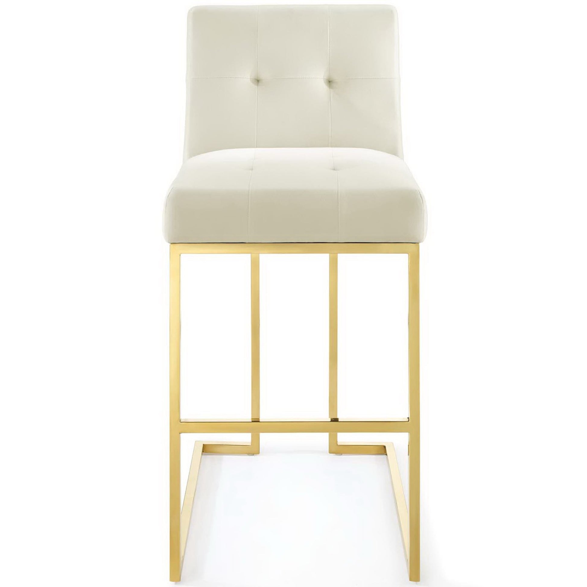 Privy Gold Stainless Steel Performance Velvet Bar Stool