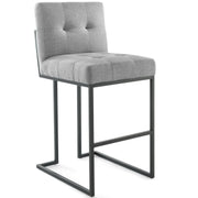 Privy Black Stainless Steel Upholstered Fabric Bar Stool - Black Light Gray