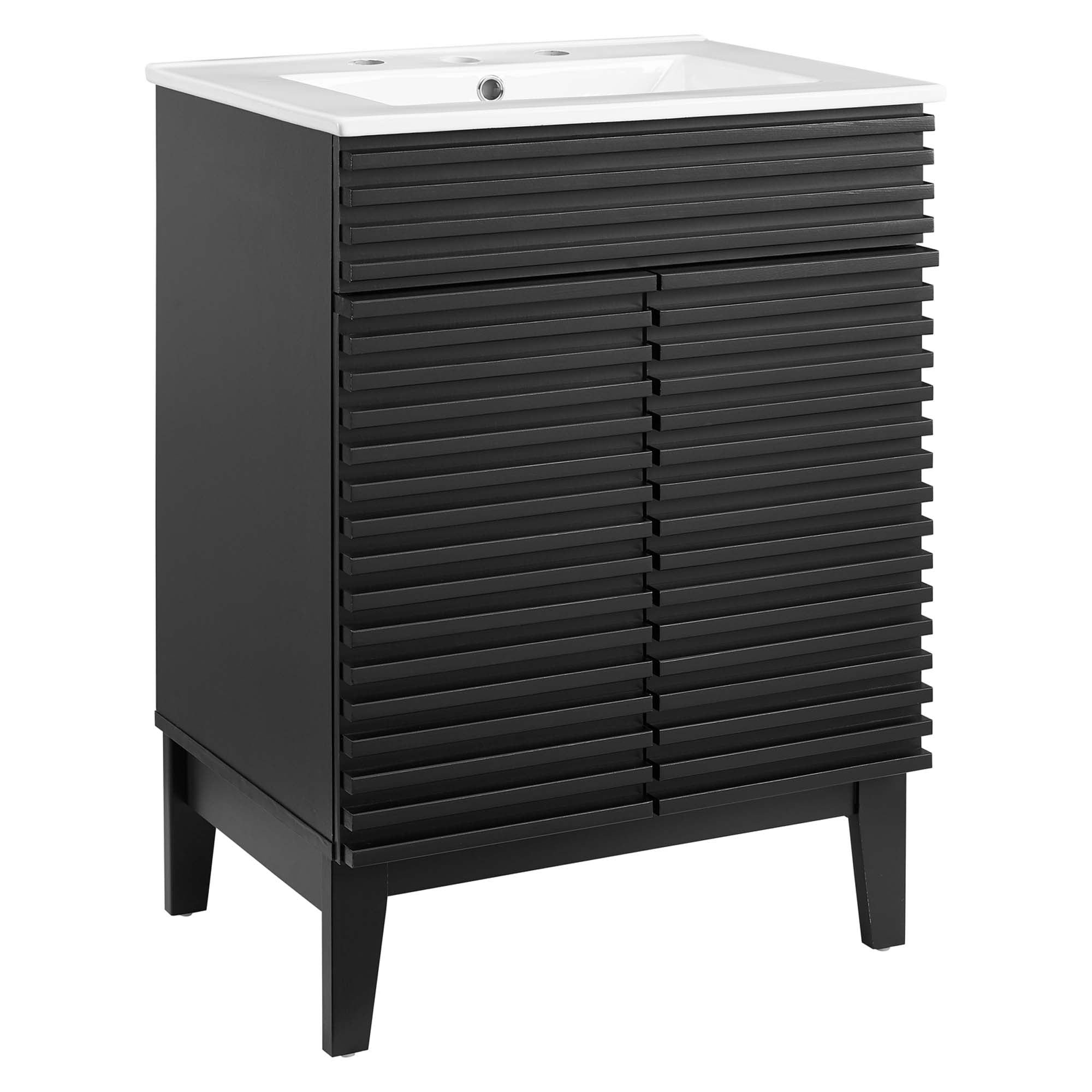 Render 18" and 24" Bathroom Vanities with White Basin Included - Black White