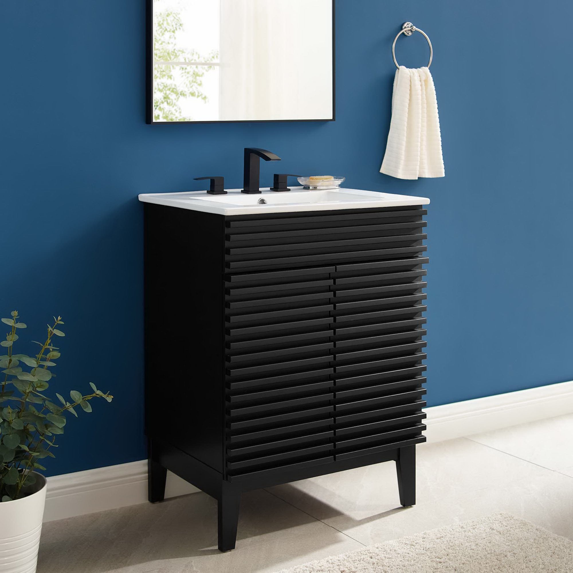 Render 18" and 24" Bathroom Vanities with White Basin Included
