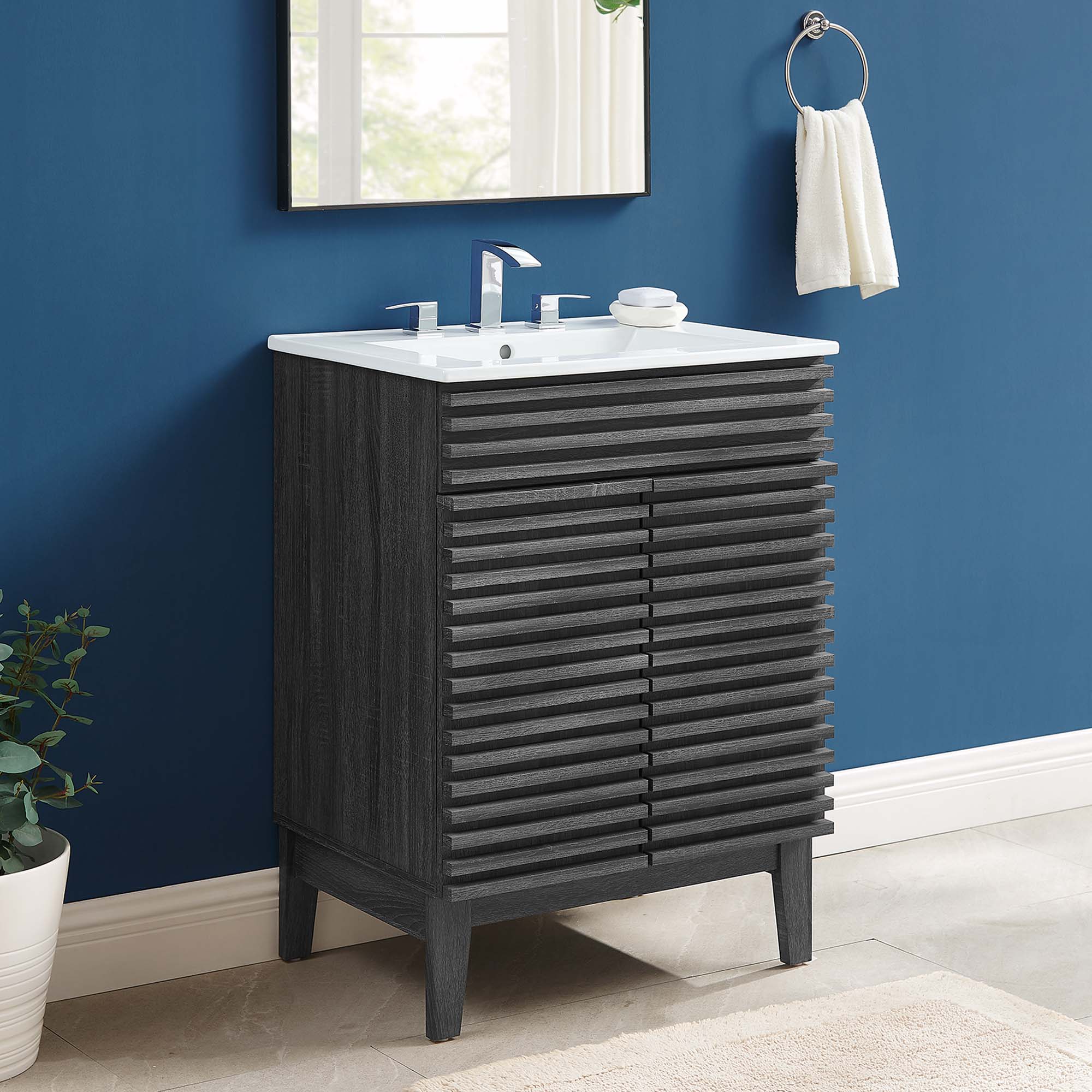 Render 18" and 24" Bathroom Vanities with White Basin Included