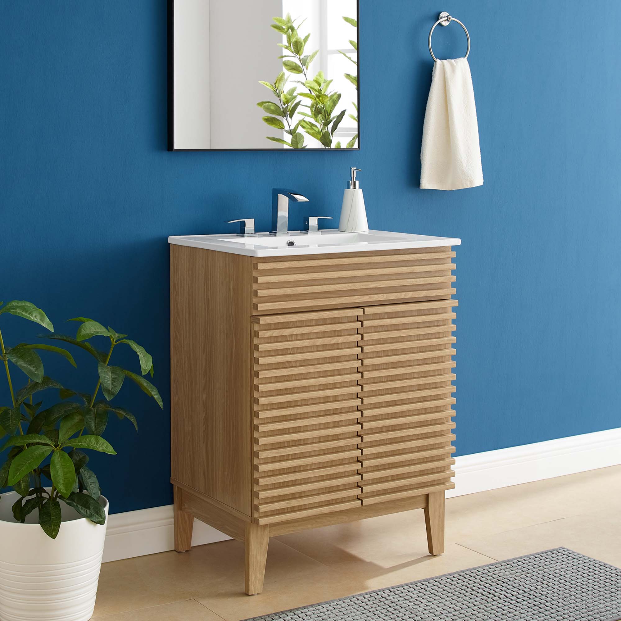 Render 18" and 24" Bathroom Vanities with White Basin Included