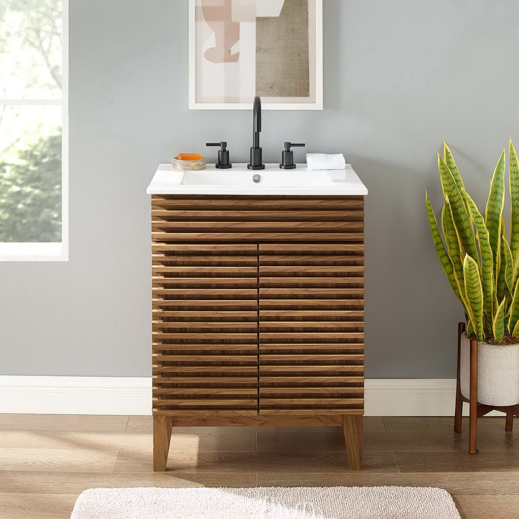 Render 18" and 24" Bathroom Vanities with White Basin Included