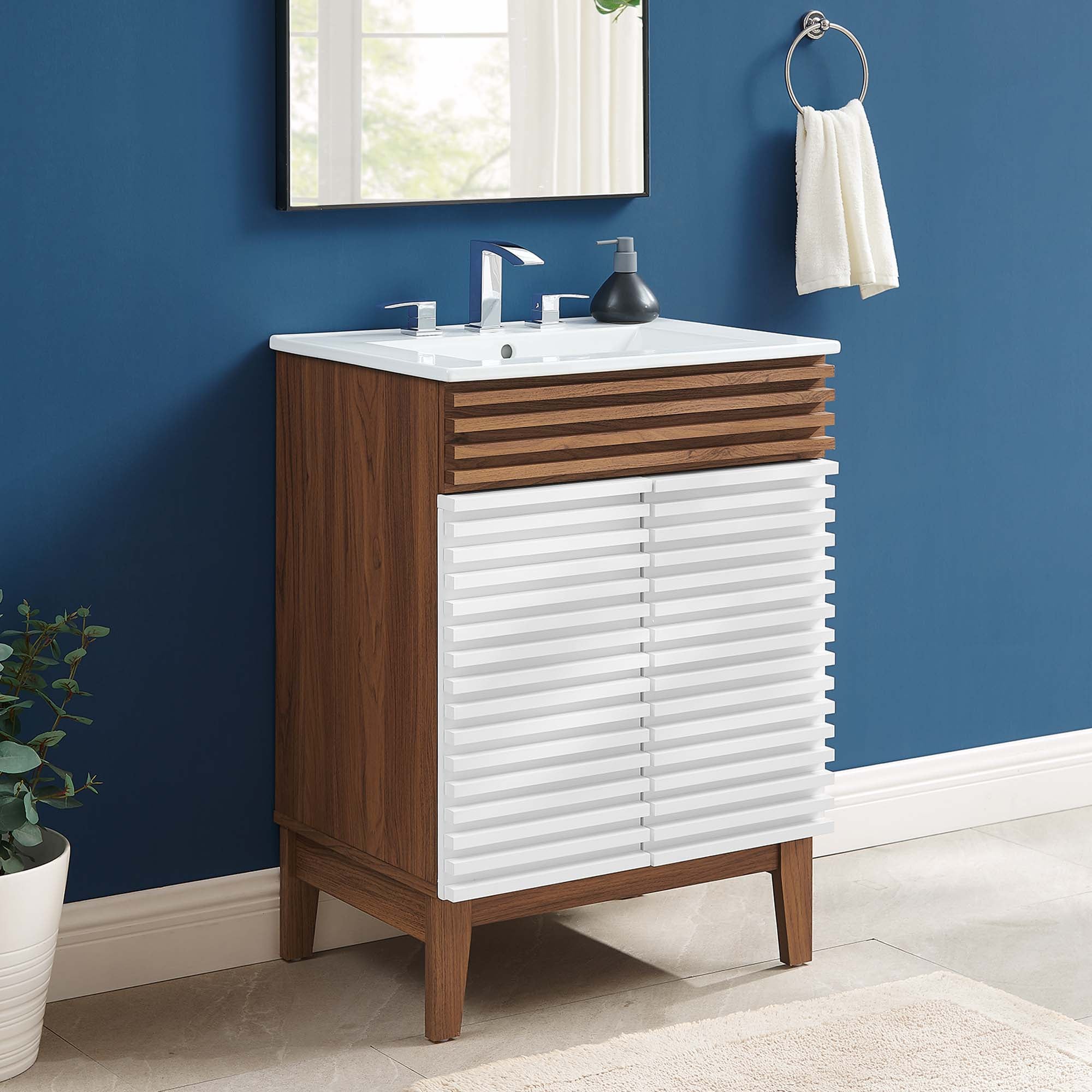 Render 18" and 24" Bathroom Vanities with White Basin Included
