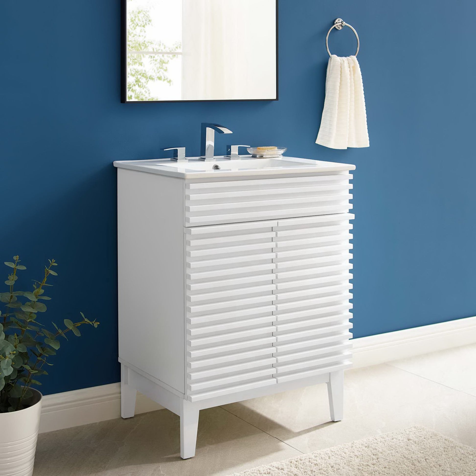 Render 18" and 24" Bathroom Vanities with White Basin Included