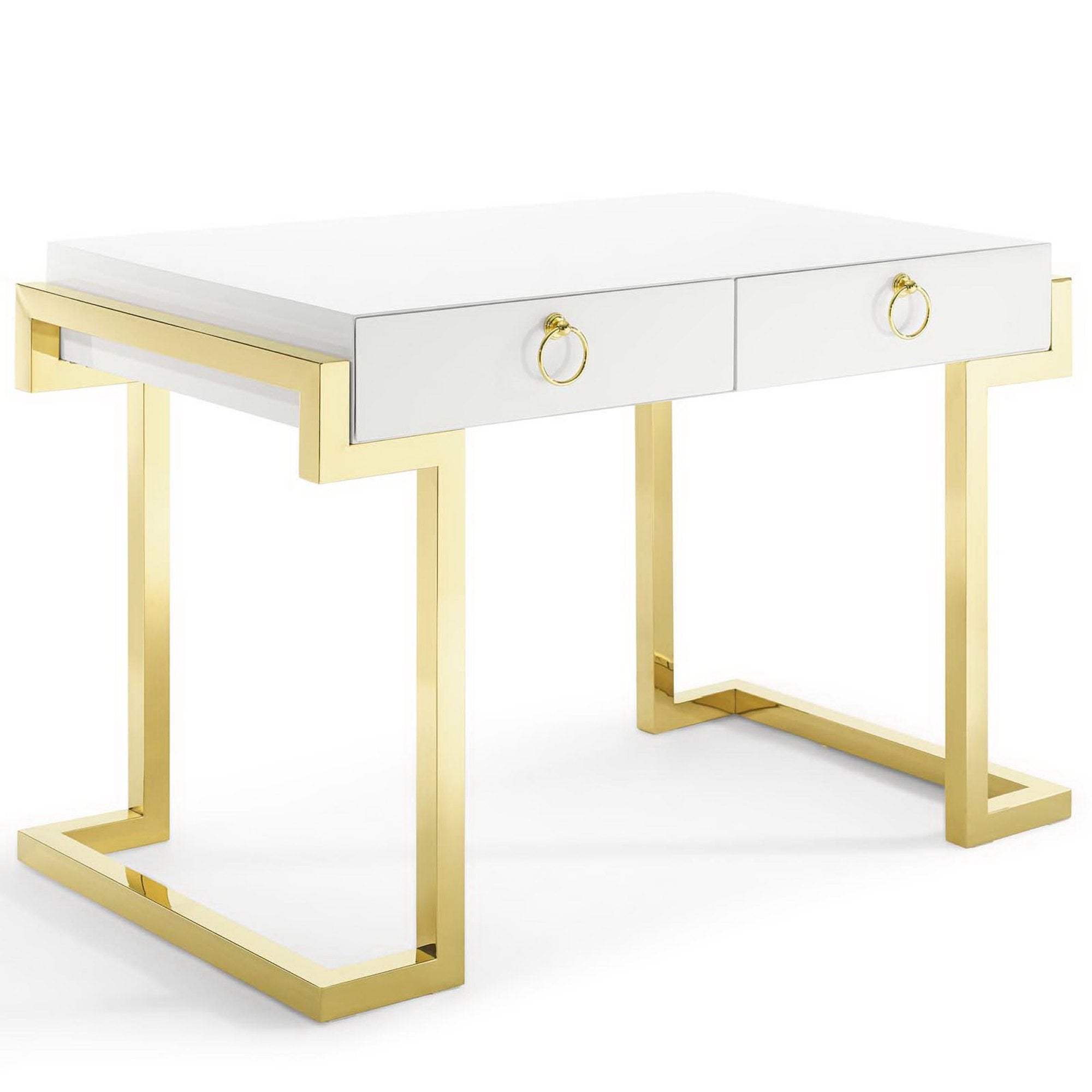 Ring Office Desk - Gold White