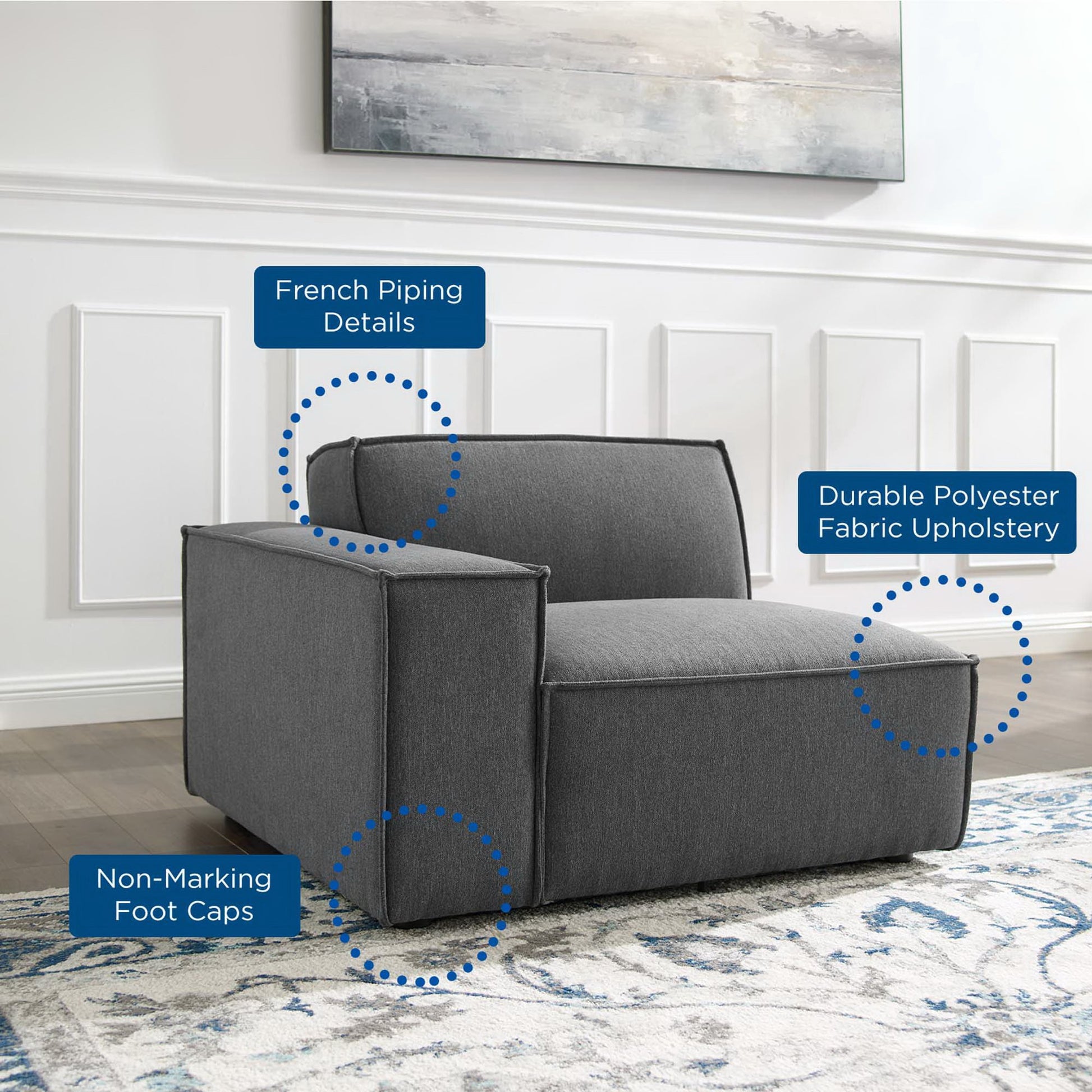 Restore Left-Arm Sectional Sofa Chair - White