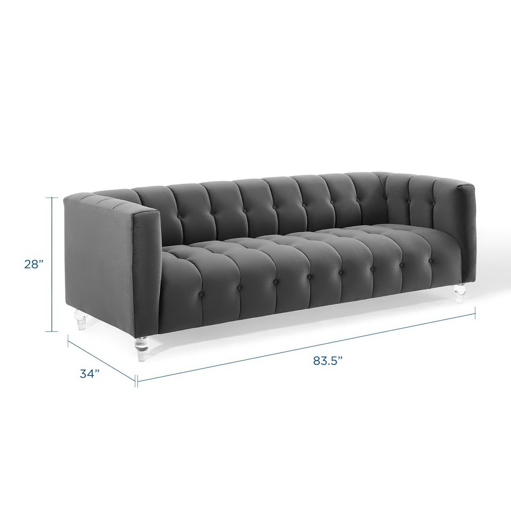 Mesmer Channel Tufted Button Performance Velvet Sofa - Navy