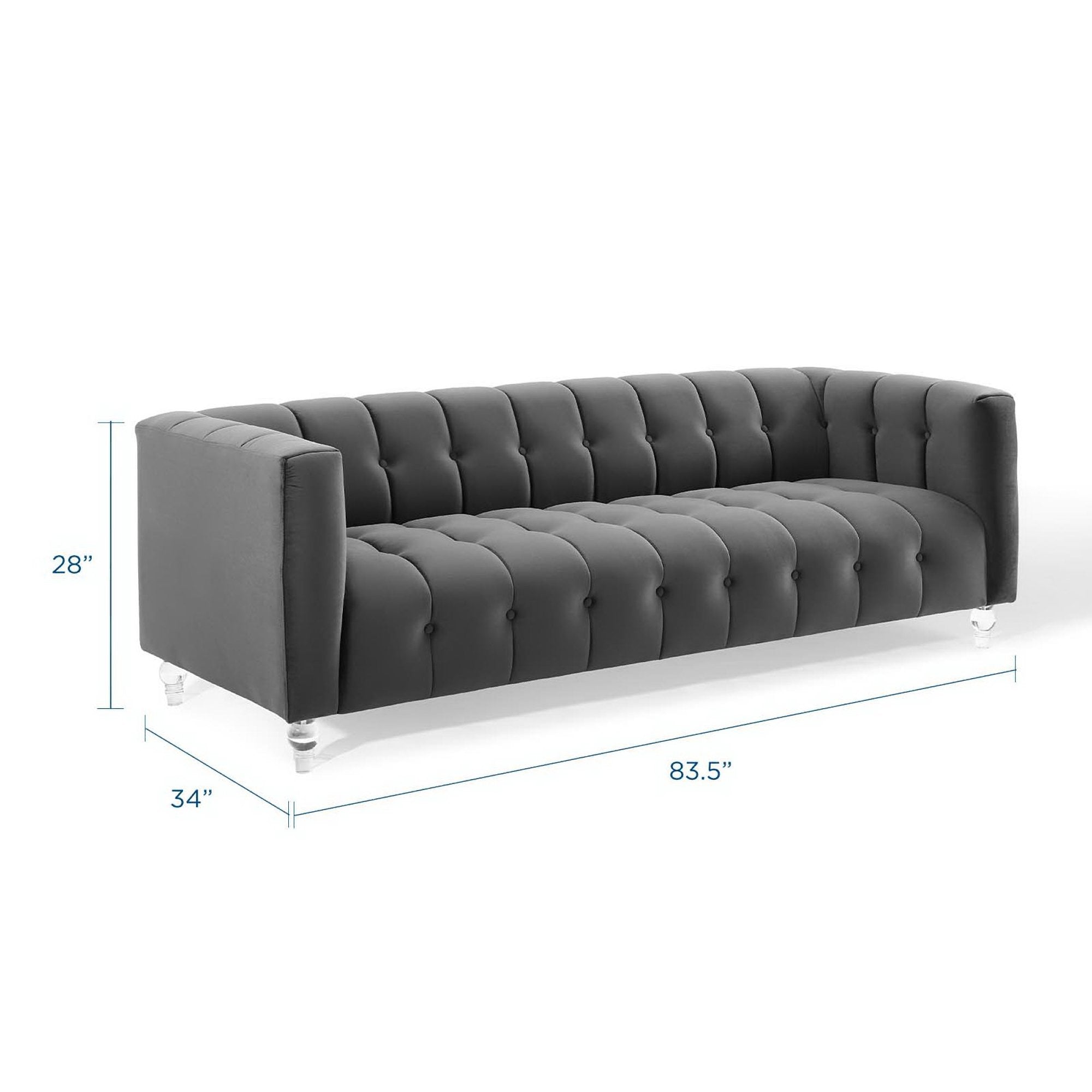 Mesmer Channel Tufted Button Performance Velvet Sofa - Navy