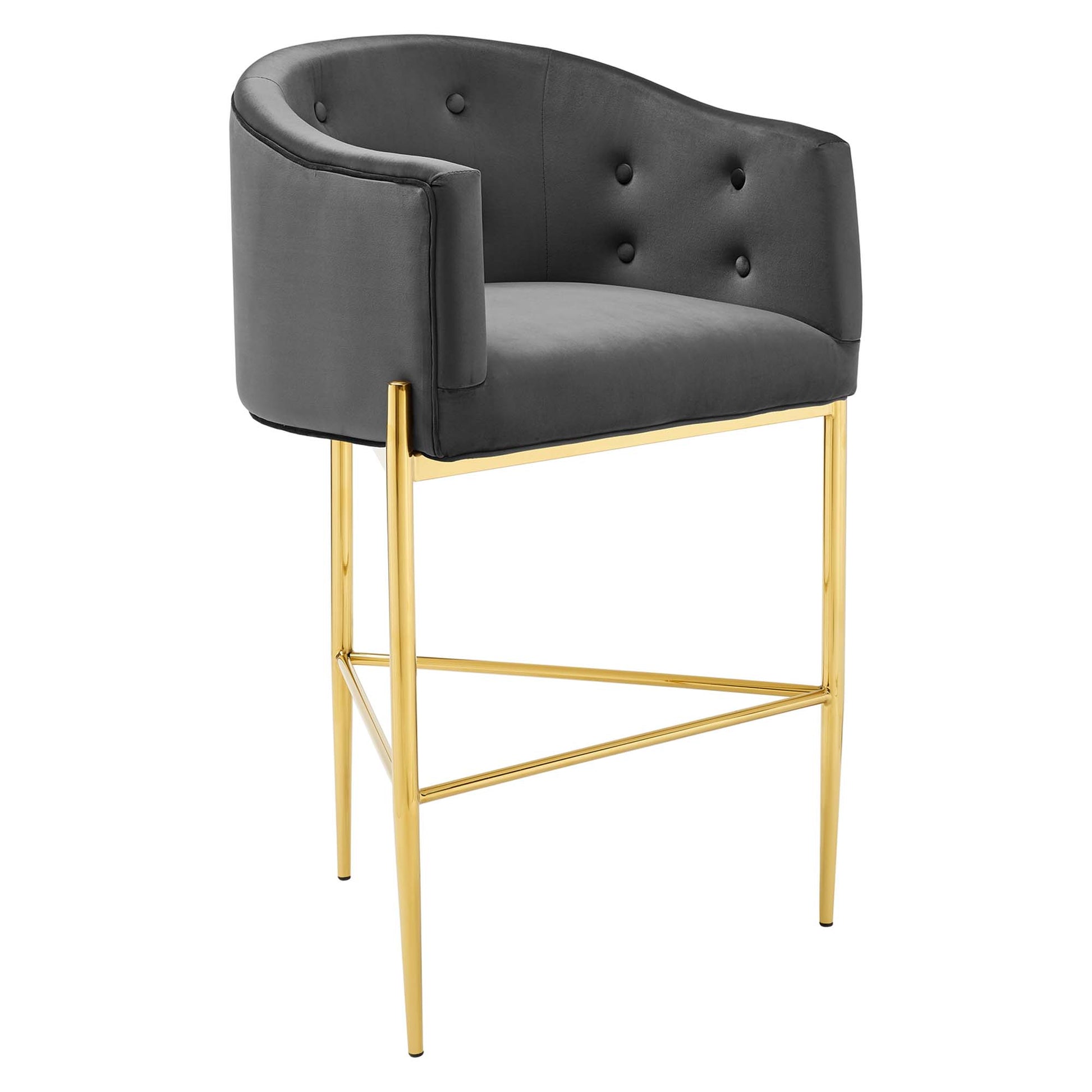 Savour Tufted Performance Velvet Bar Stool - Charcoal