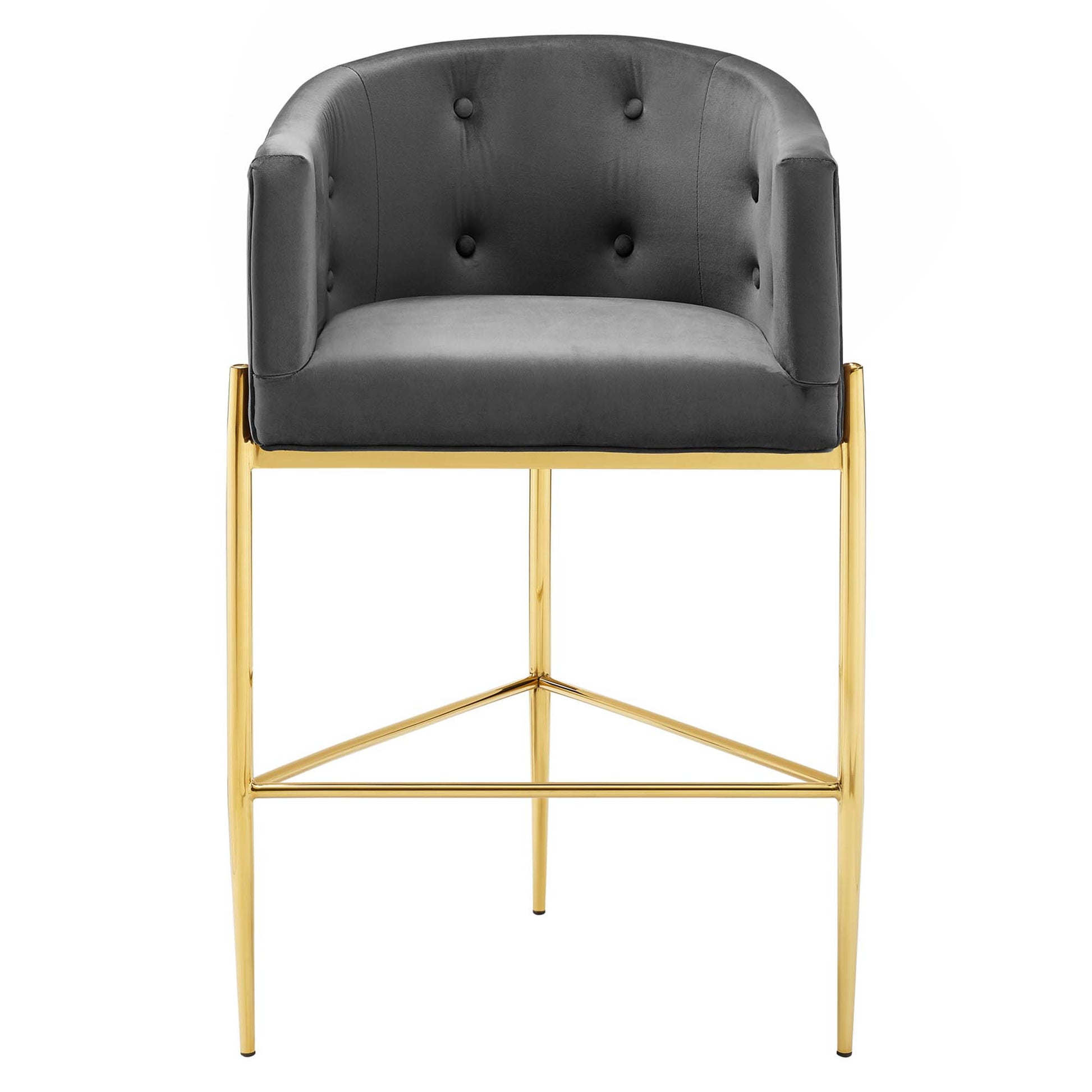 Savour Tufted Performance Velvet Bar Stool - Pink