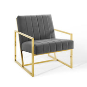 Inspire Channel Tufted Performance Velvet Armchair - Charcoal