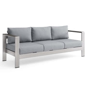 Shore Outdoor Patio Aluminum Sofa - Silver Gray