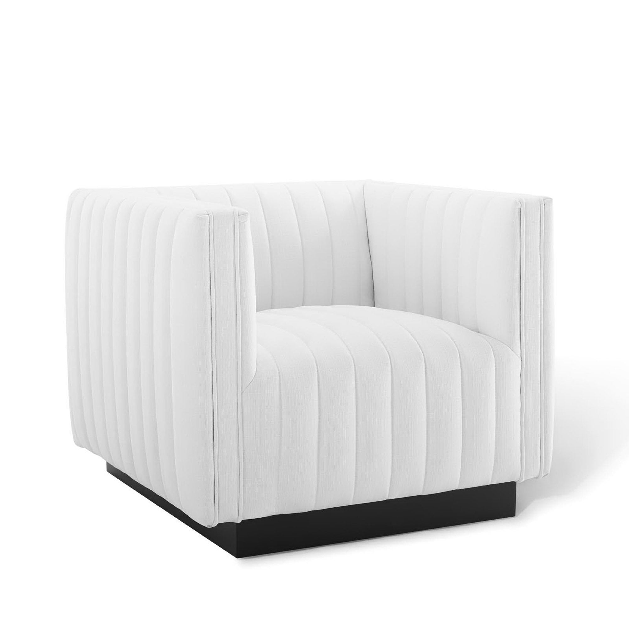 Conjure Tufted Upholstered Fabric Armchair - White