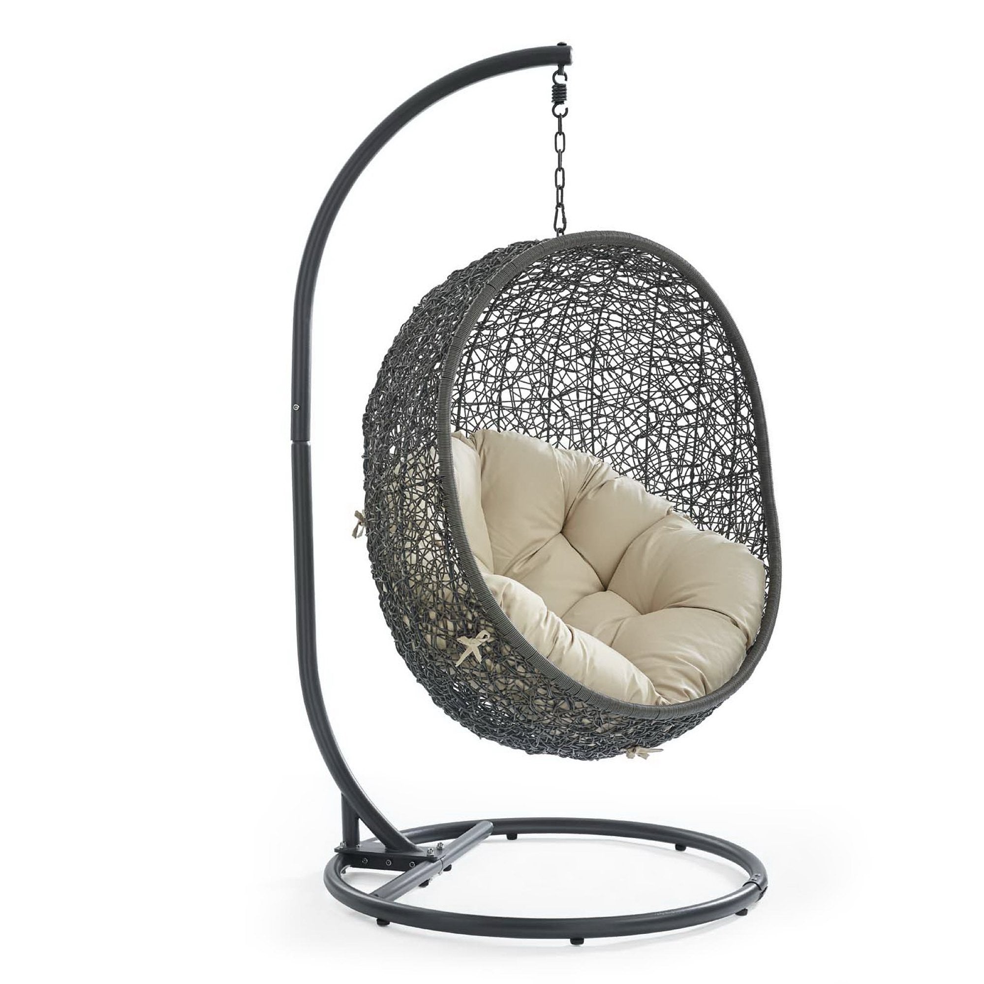 Hide Outdoor Patio Sunbrella® Swing Chair With Stand - Gray Beige