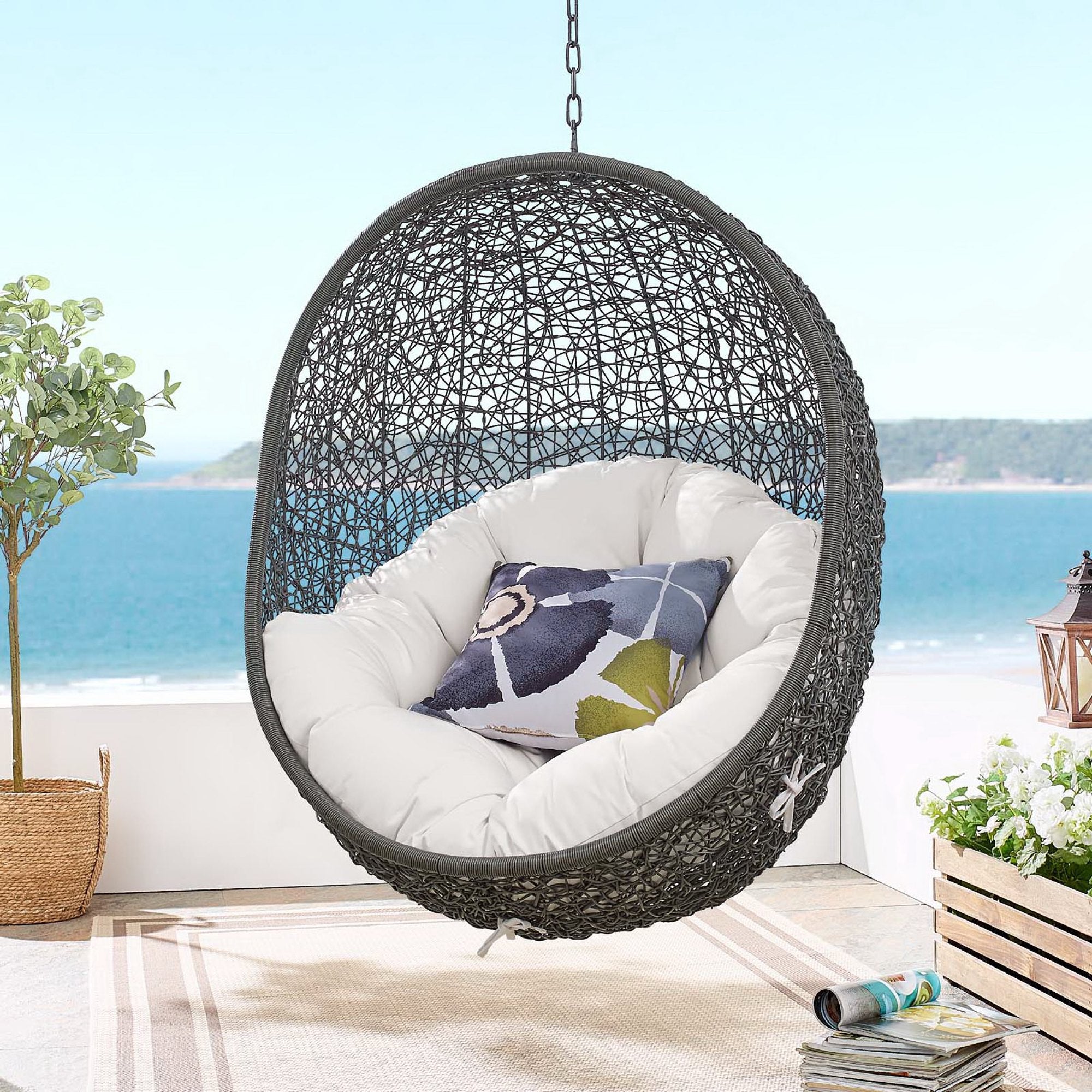 Hide Outdoor Patio Sunbrella® Swing Chair With Stand