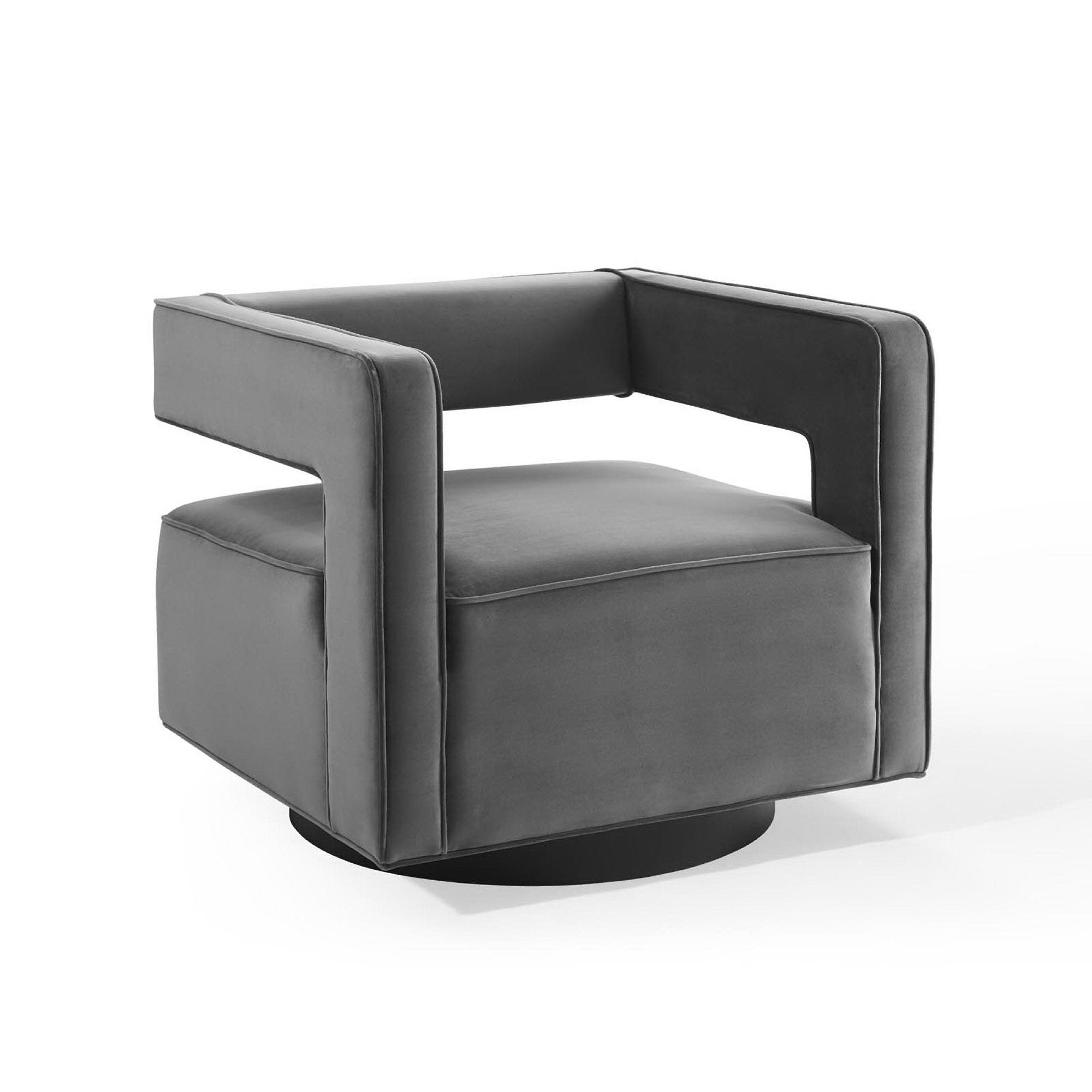 Booth Performance Velvet Swivel Armchair - Gray