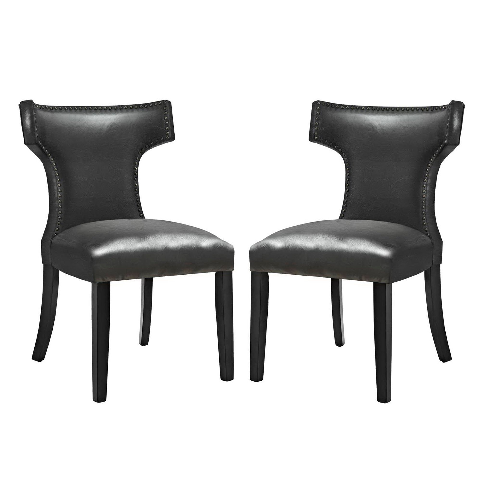 Curve Dining Chair Vinyl Set of 2 - Black
