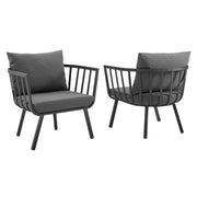 Riverside Outdoor Patio Aluminum Armchair Set of 2 - Gray Charcoal