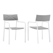 Raleigh Outdoor Patio Aluminum Armchair Set of 2 - White Gray