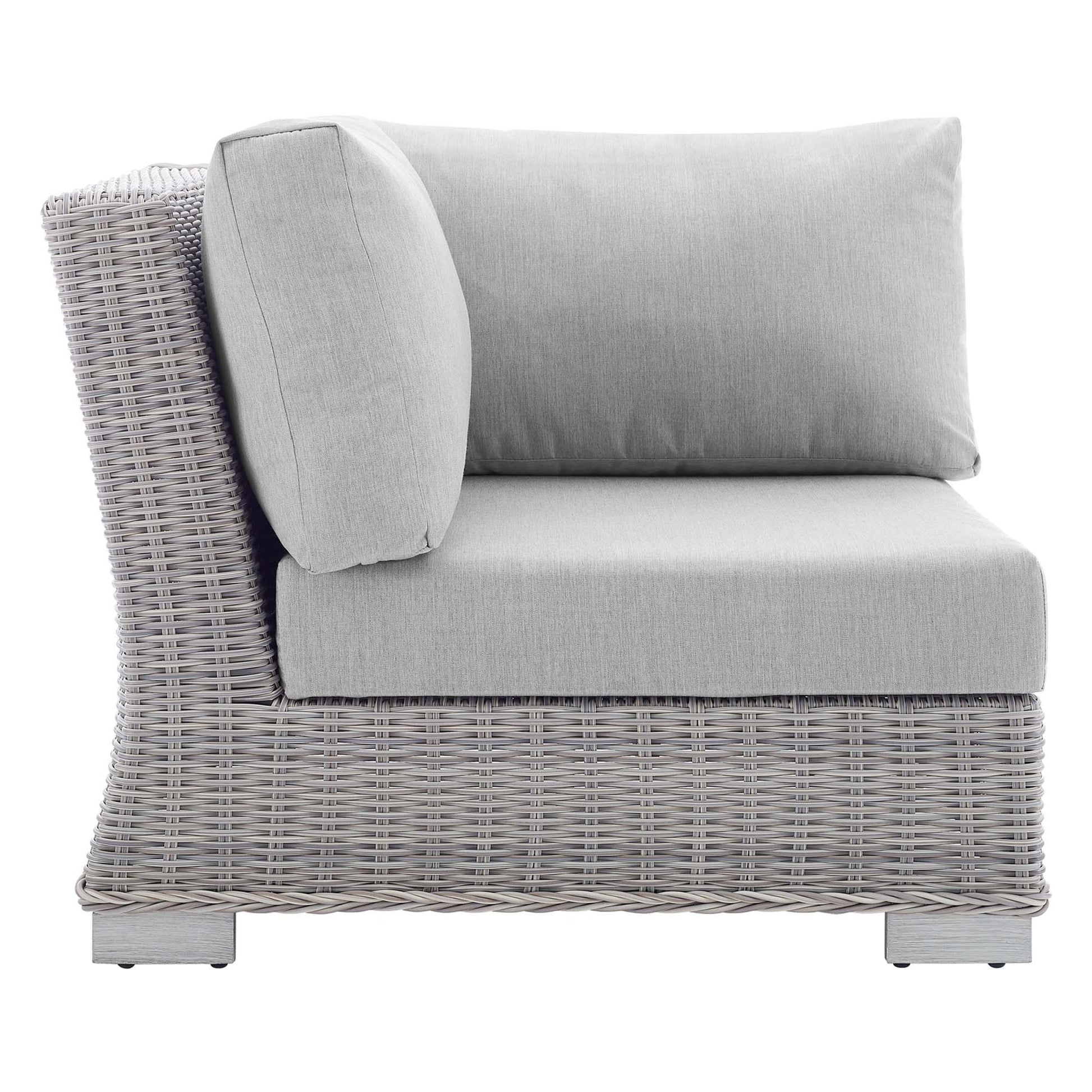 Conway Sunbrella® Outdoor Patio Wicker Rattan Corner Chair - Light Gray Navy