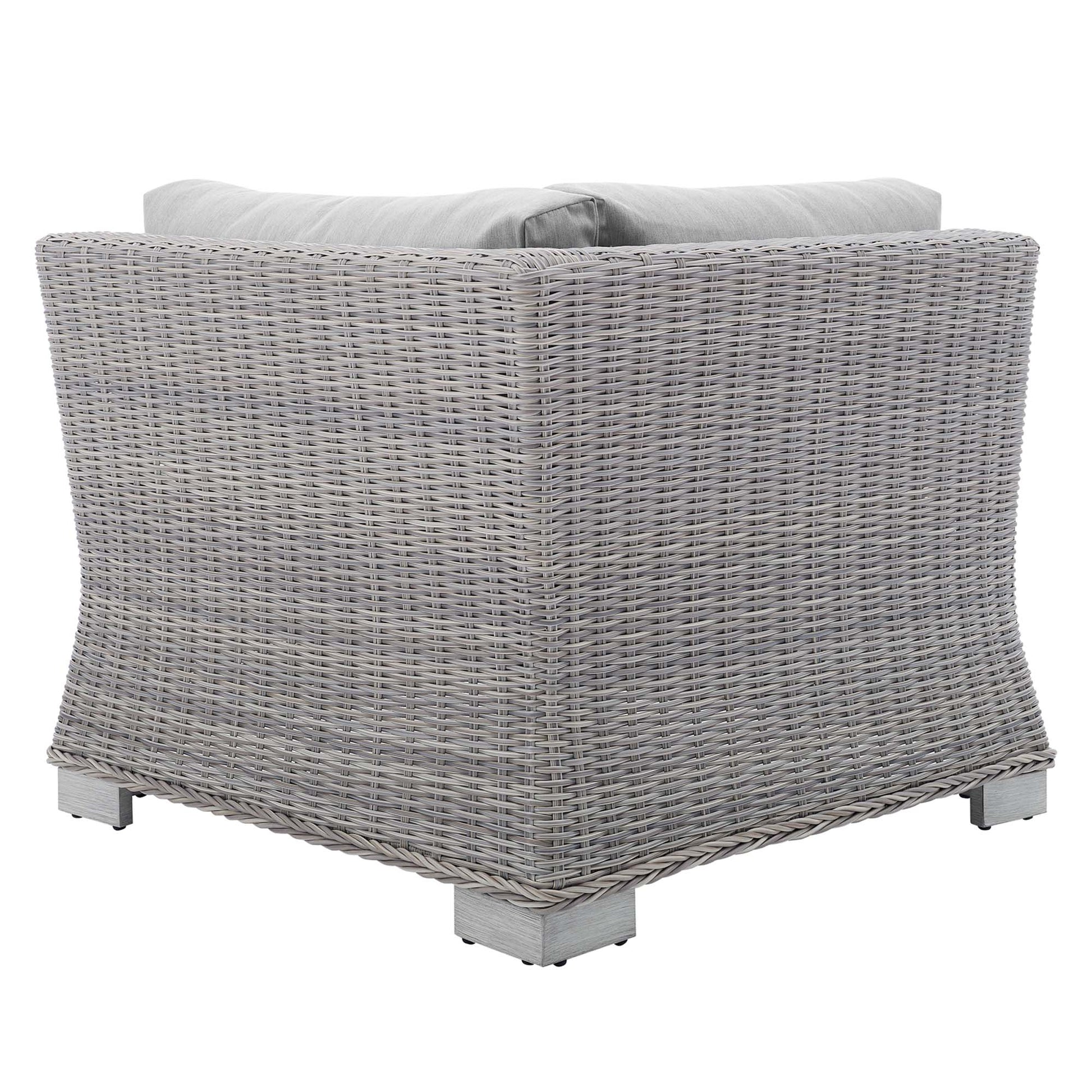 Conway Sunbrella® Outdoor Patio Wicker Rattan Corner Chair - Light Gray White