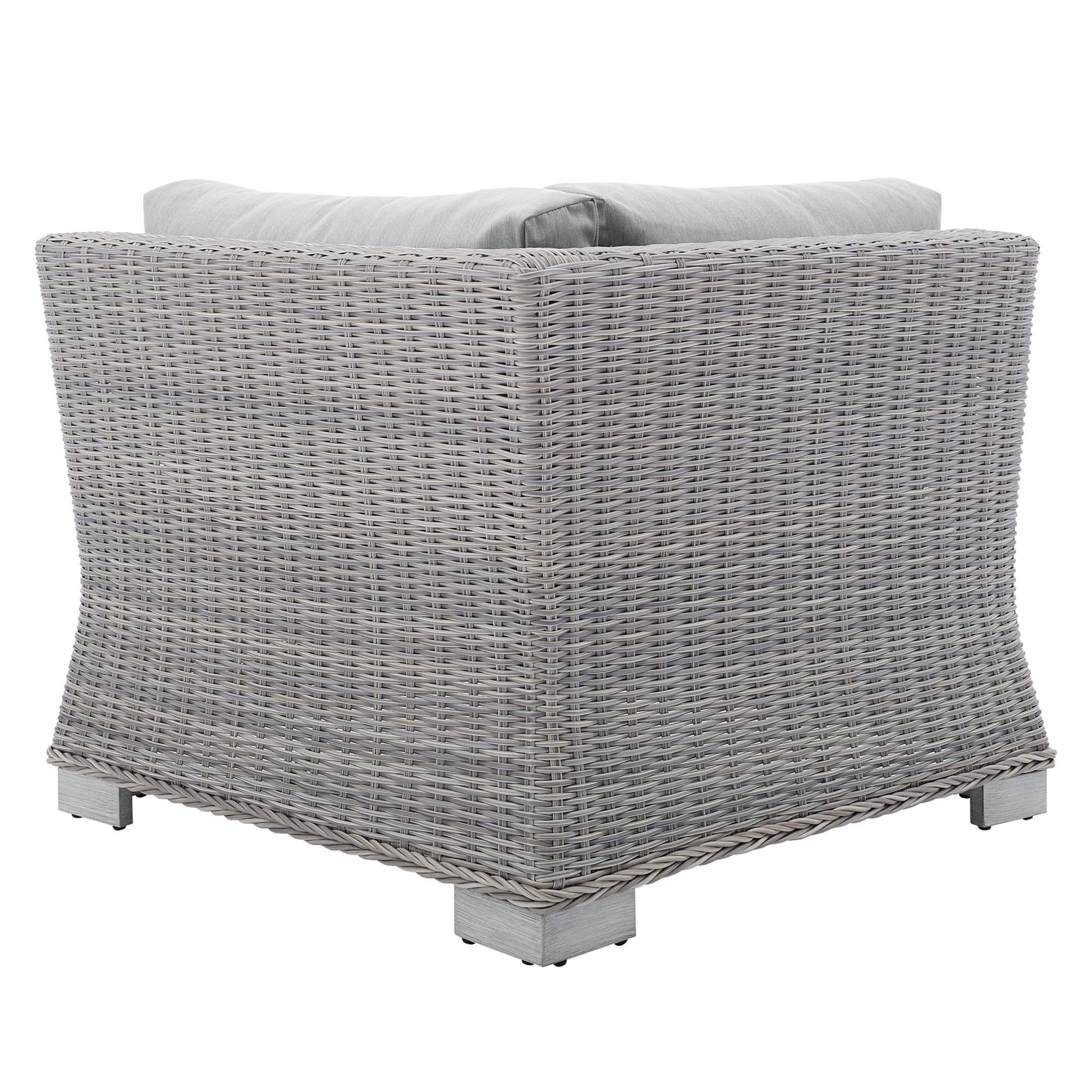 Conway Sunbrella® Outdoor Patio Wicker Rattan Corner Chair - Light Gray White
