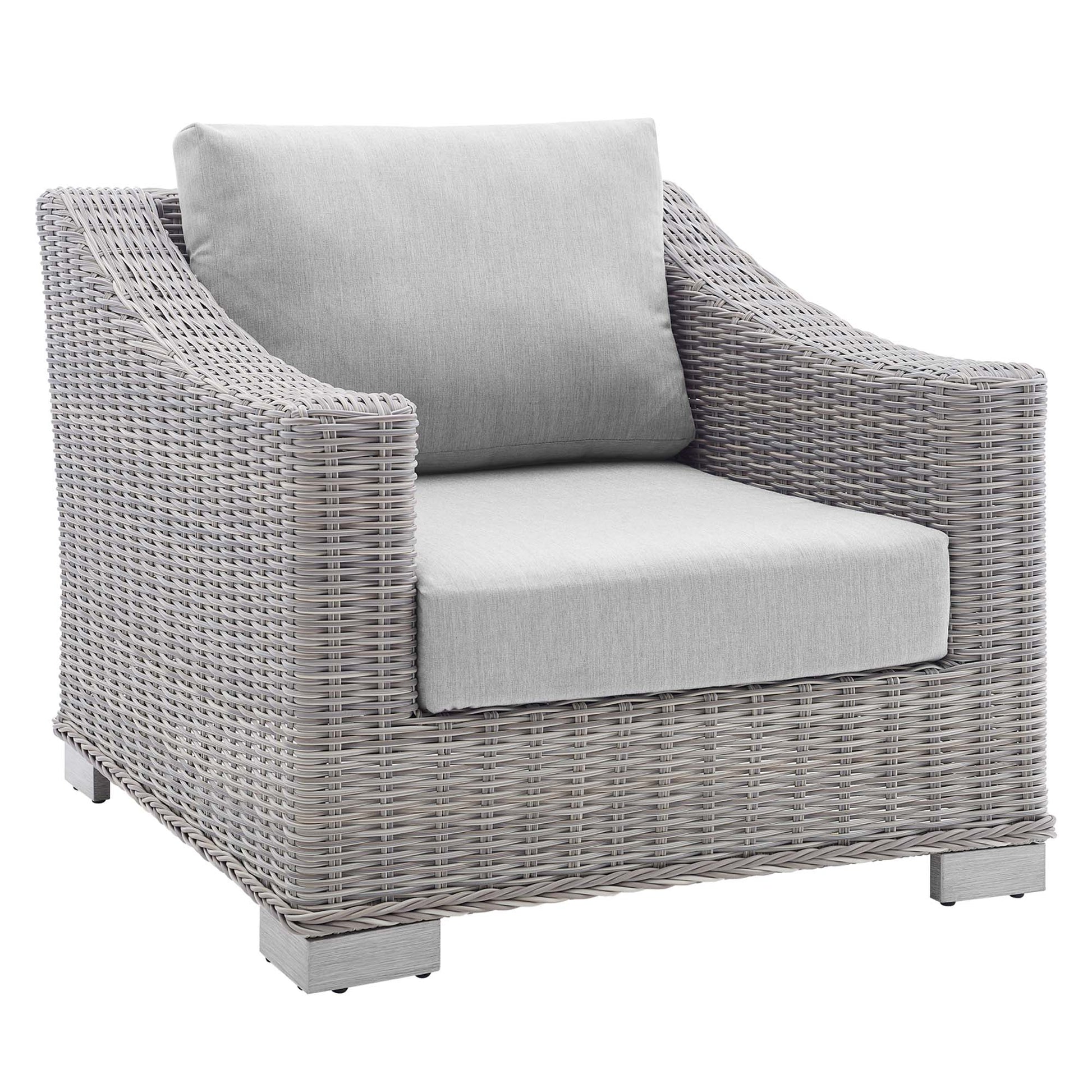 Conway Sunbrella® Outdoor Patio Wicker Rattan Armchair - Light Gray Gray