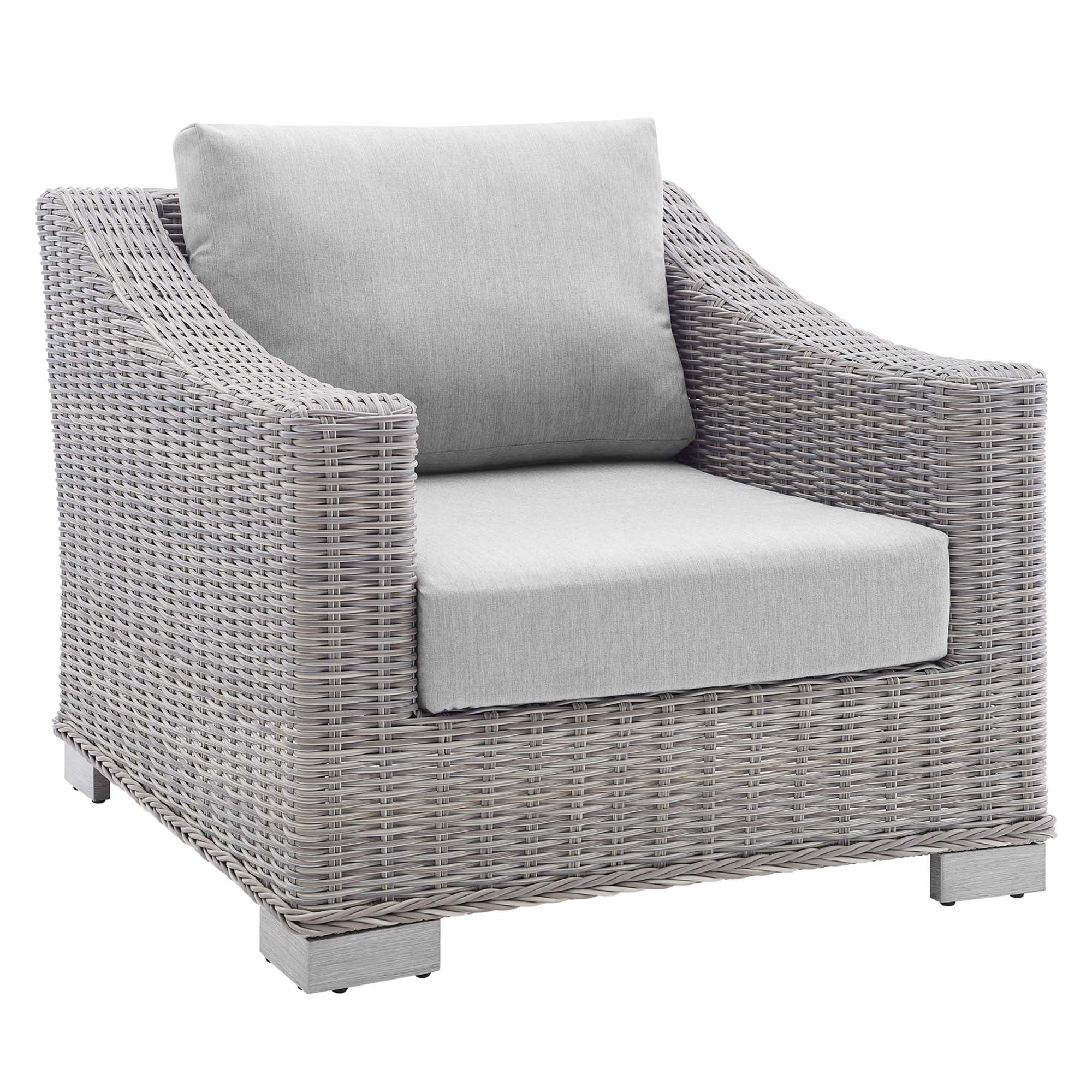 Conway Sunbrella® Outdoor Patio Wicker Rattan Armchair - Light Gray Gray