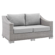 Conway Sunbrella® Outdoor Patio Wicker Rattan Loveseat - Light Gray Gray