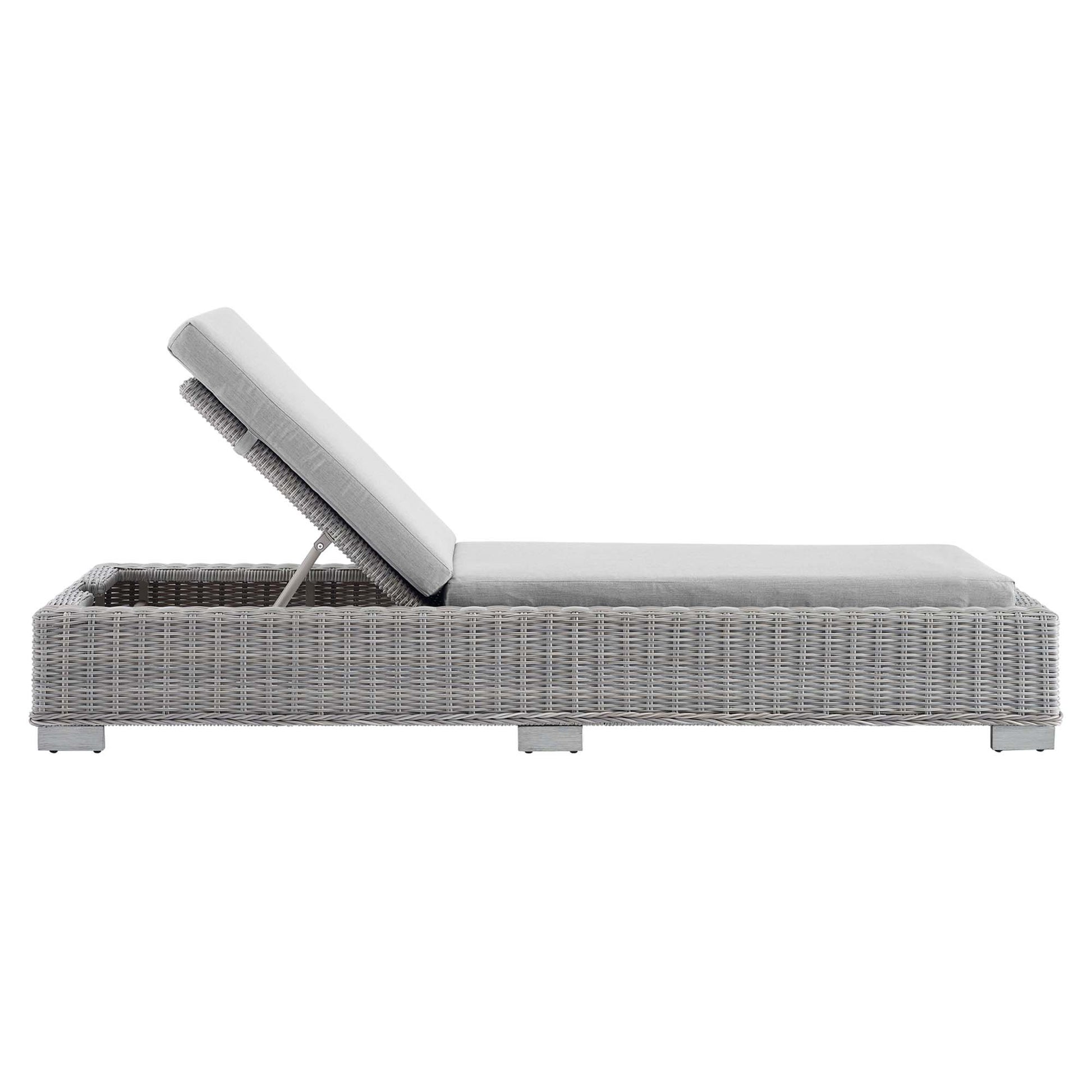 Conway Sunbrella® Outdoor Wicker Rattan Chaise Lounge - Light Gray Navy