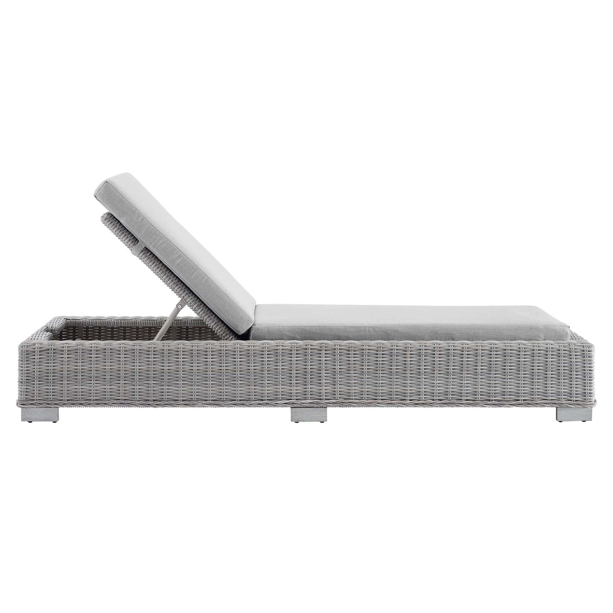 Conway Sunbrella® Outdoor Wicker Rattan Chaise Lounge - Light Gray Navy