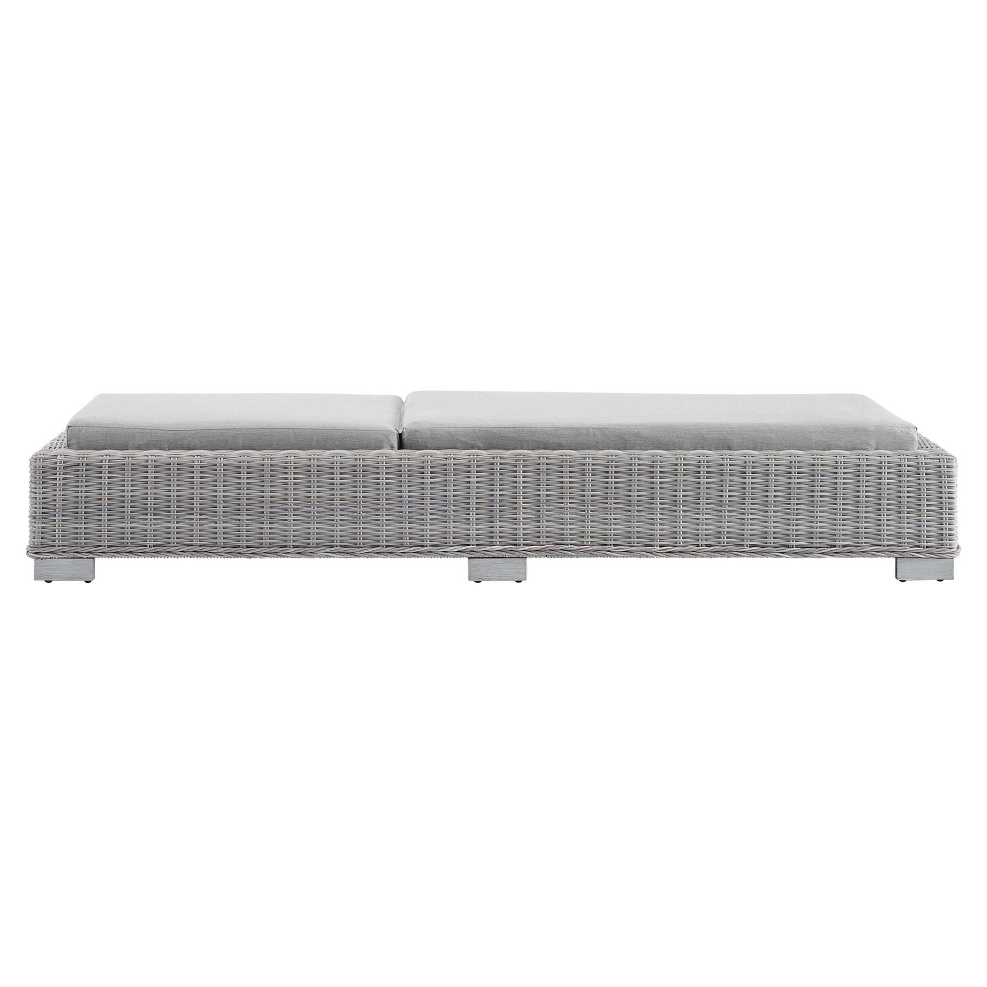 Conway Sunbrella® Outdoor Wicker Rattan Chaise Lounge - Light Gray White