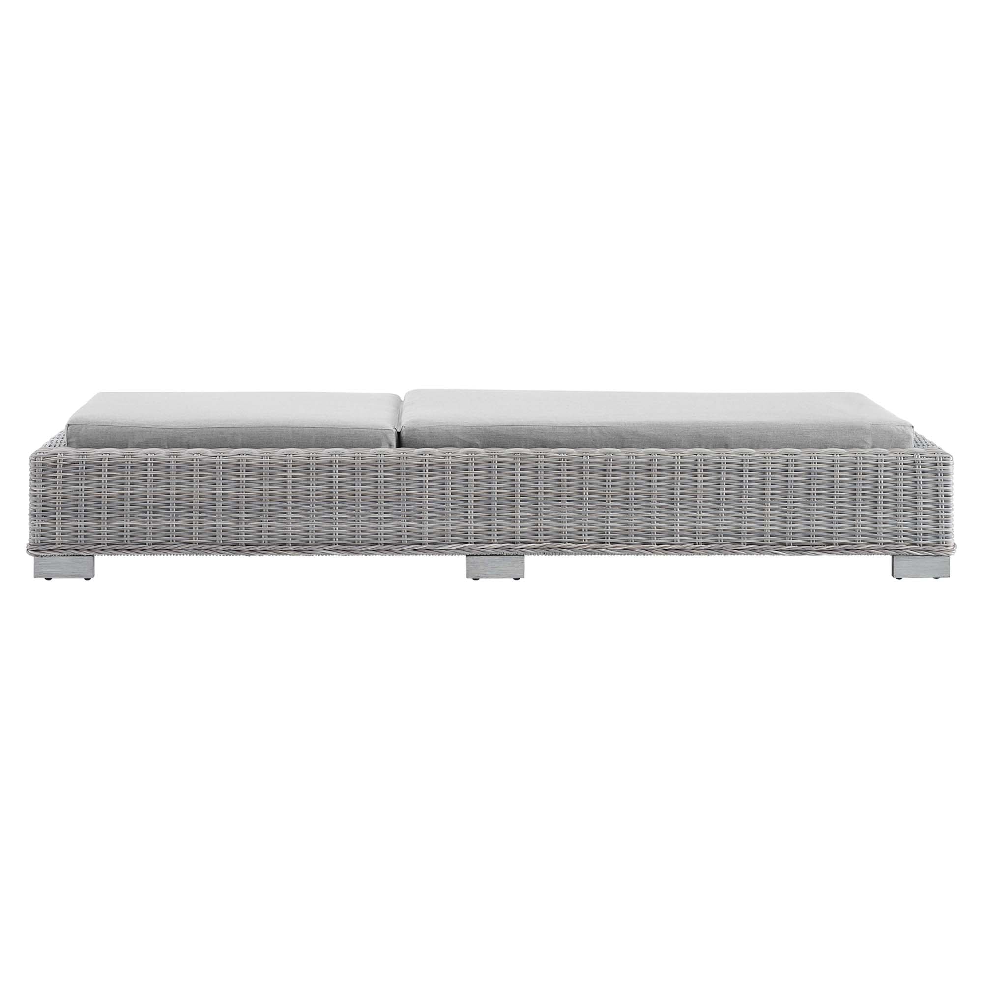 Conway Sunbrella® Outdoor Wicker Rattan Chaise Lounge - Light Gray White