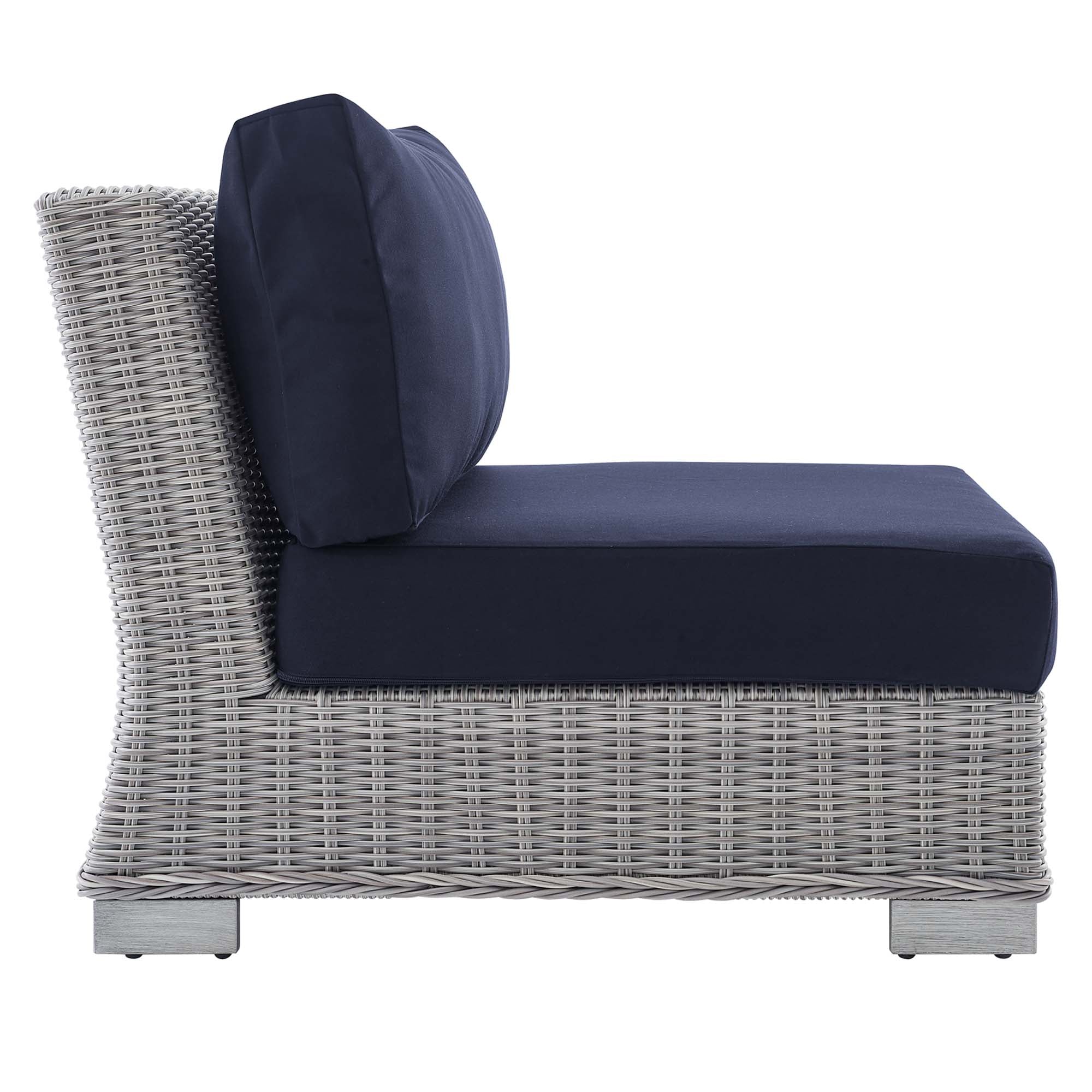 Conway Sunbrella® Outdoor Patio Wicker Rattan Armless Chair - Light Gray White