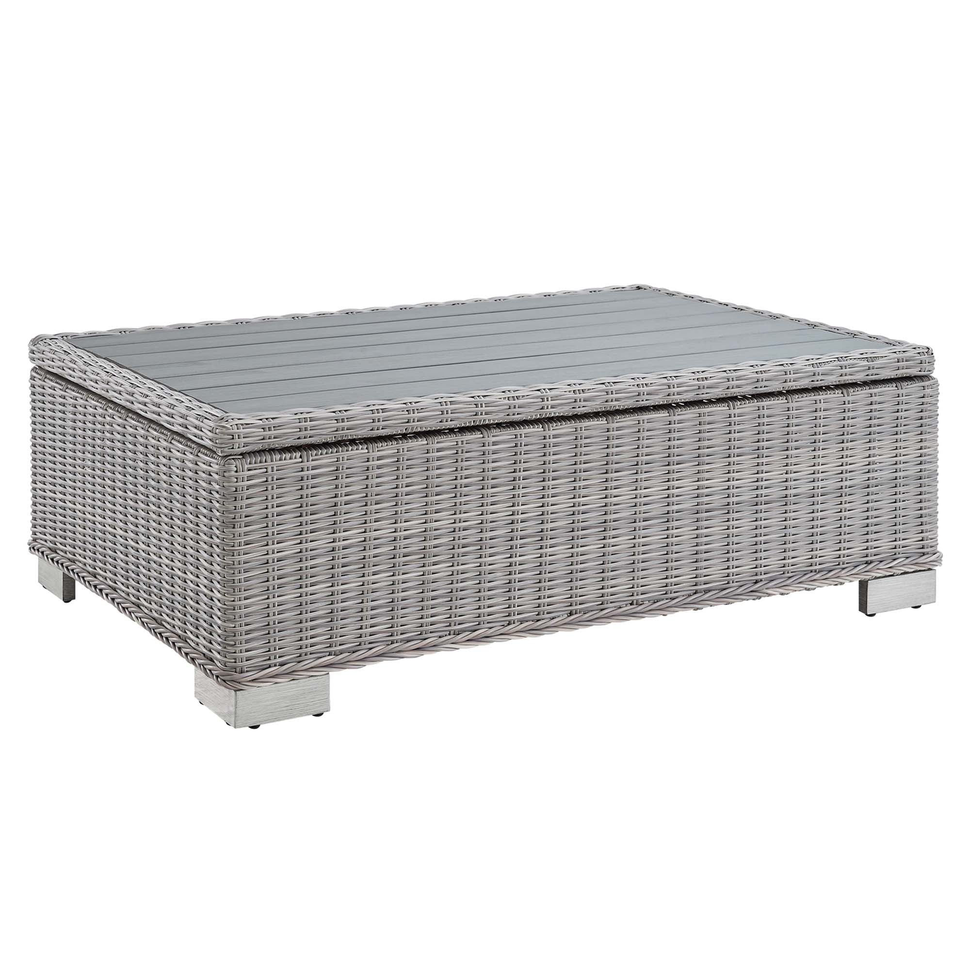 Conway 45" Outdoor Patio Wicker Rattan Coffee Table - Light Gray