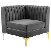 Triumph Channel Tufted Performance Velvet Sectional Sofa Corner Chair - Gray