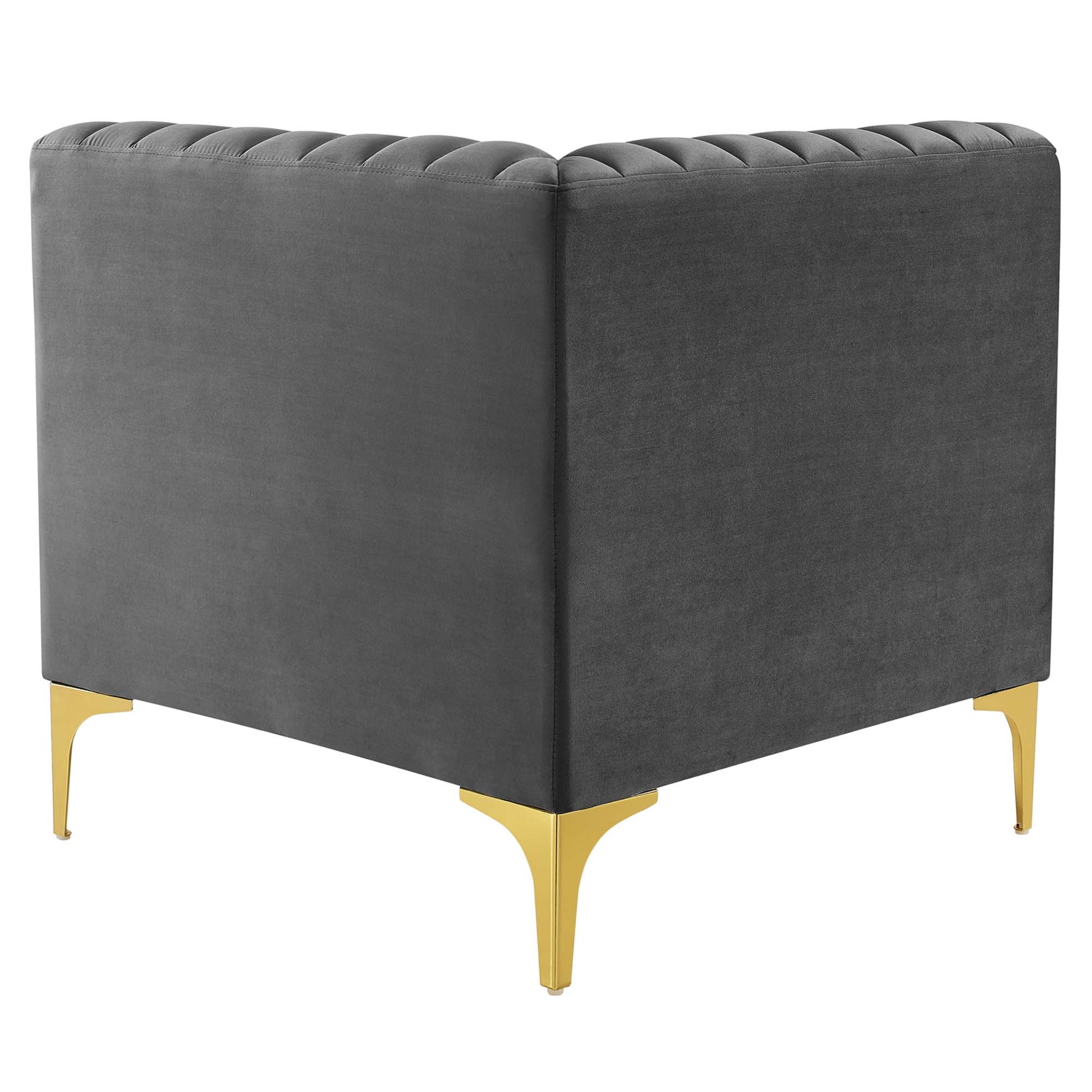 Triumph Channel Tufted Performance Velvet Sectional Sofa Corner Chair - Navy