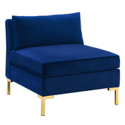 Ardent Performance Velvet Armless Chair - Navy