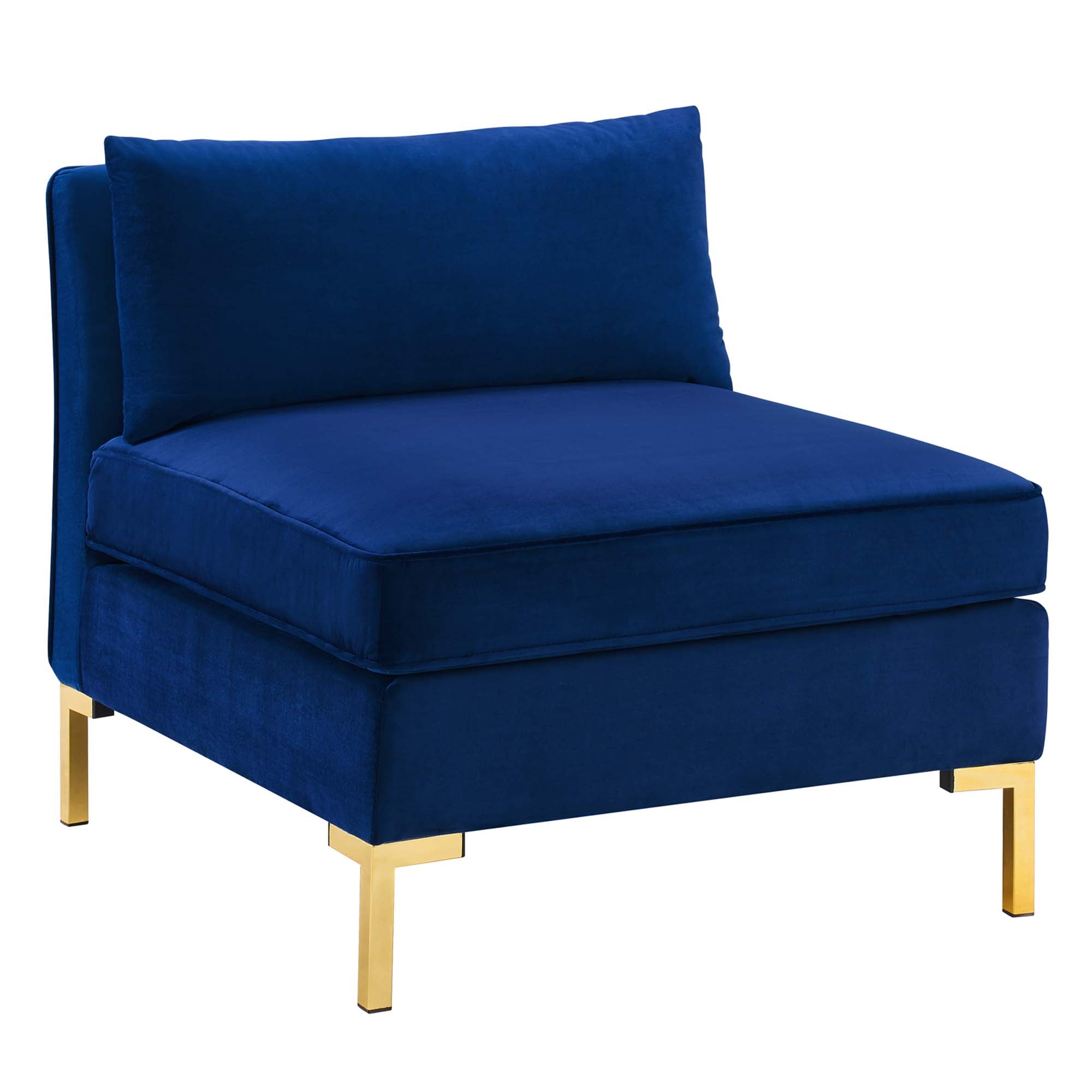 Ardent Performance Velvet Armless Chair - Navy