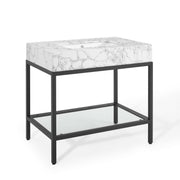 Kingsley 36" Black Stainless Steel Bathroom Vanity - Black White