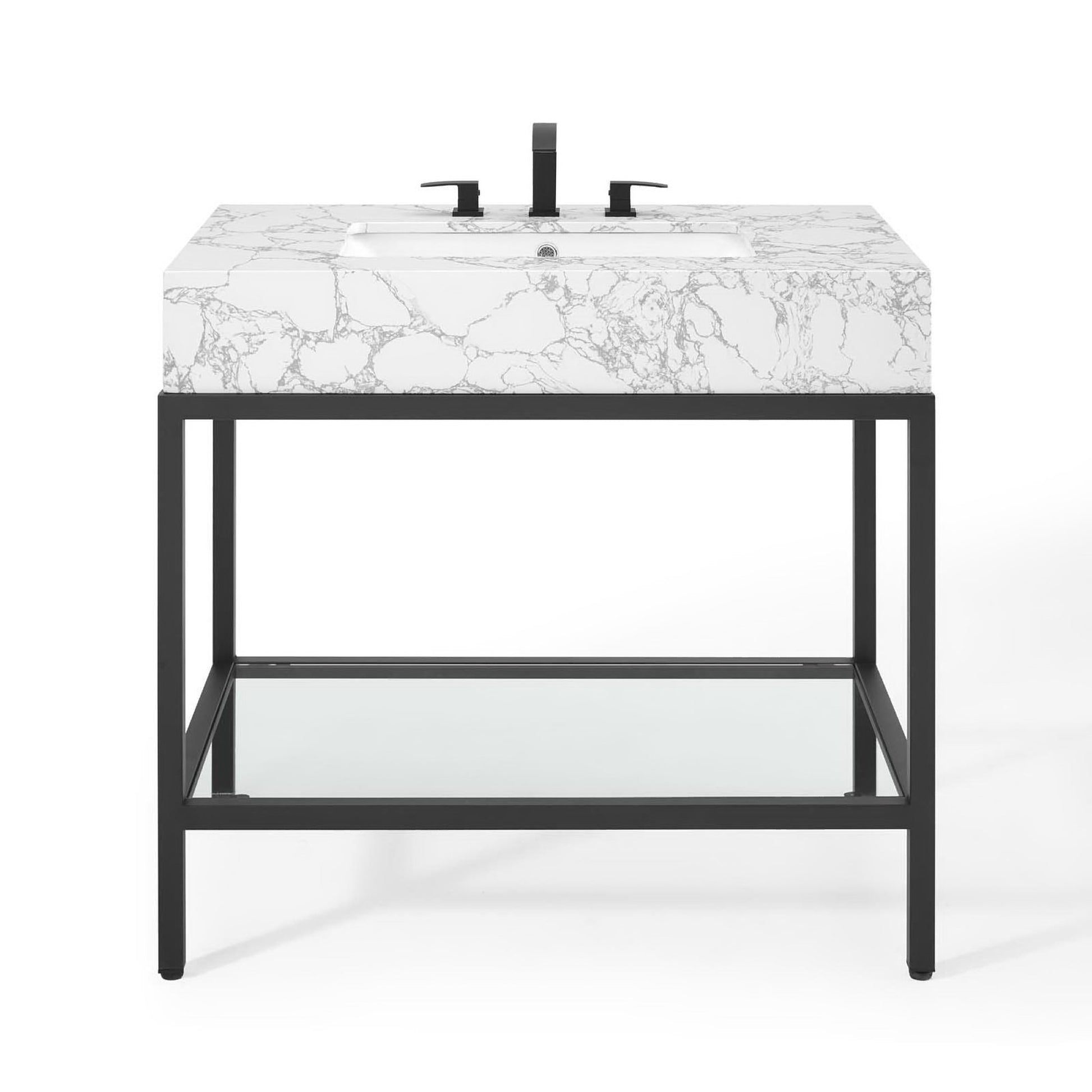 Kingsley 36" Black Stainless Steel Bathroom Vanity